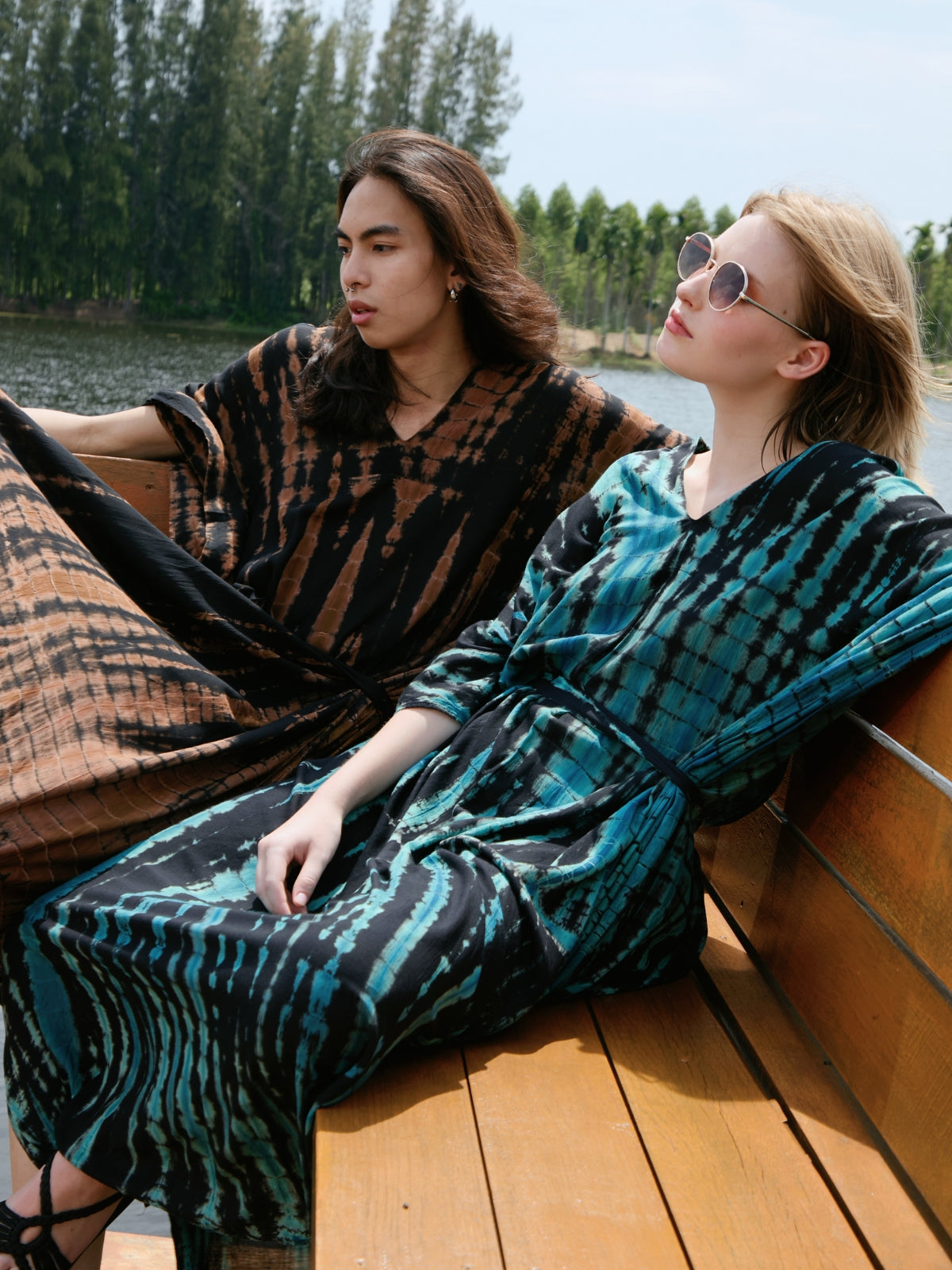 Shop beautiful hand tie dye kimono, tie dye long kimono by Coco de Chom.
