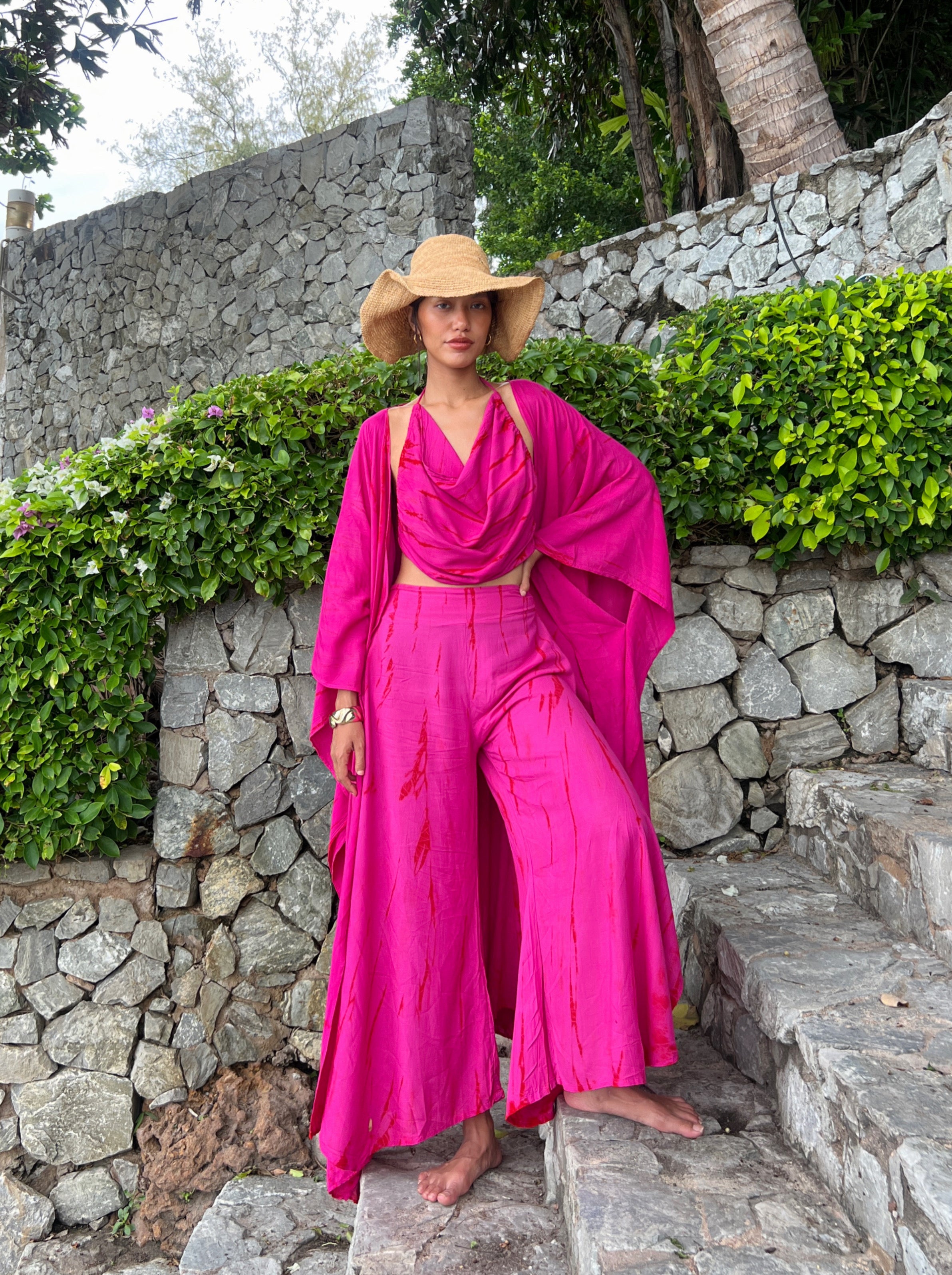 Shop Hot Pink Tie Dye Wide Leg Pants For Effortless Style | Shop Now!