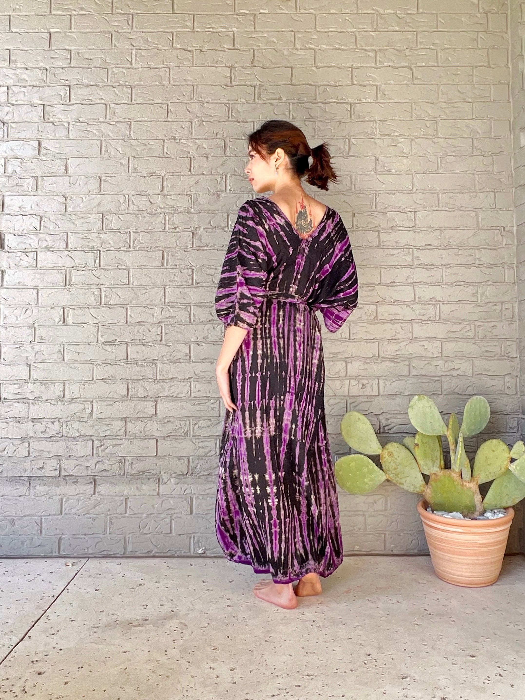Kaftan Dress - Black/Purple