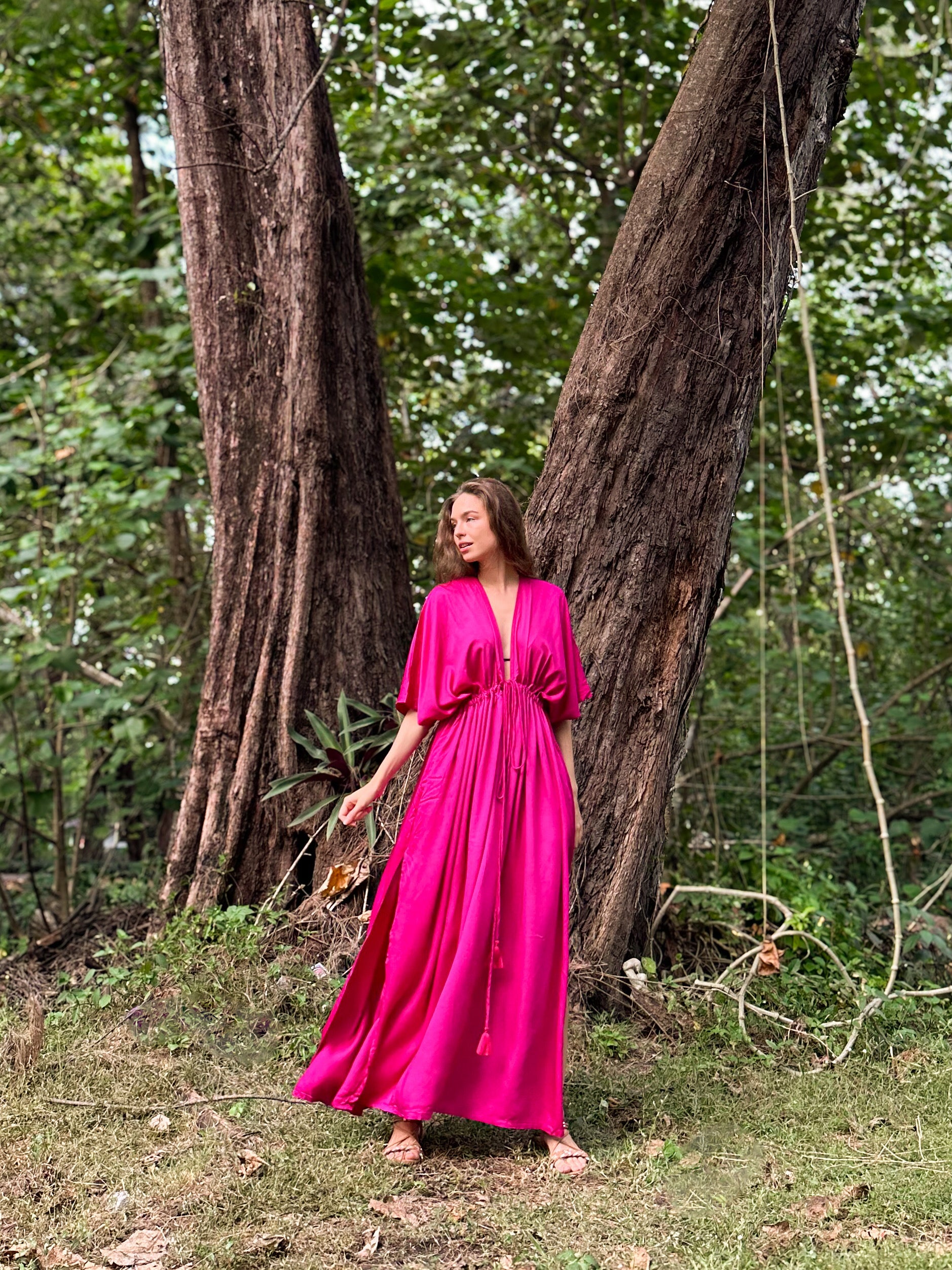 Kori Goddess Kaftan Maxi Dress - Fuchsia