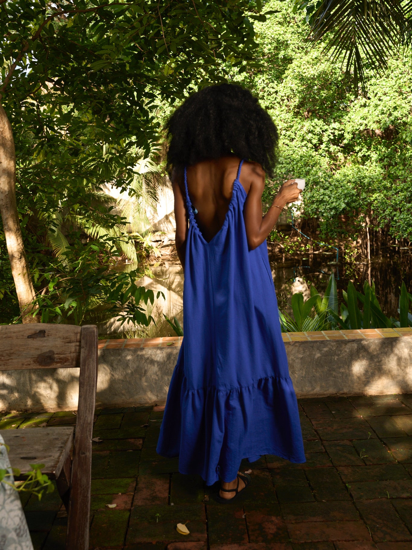 Olivia Maxi Open Back Dress - Blue