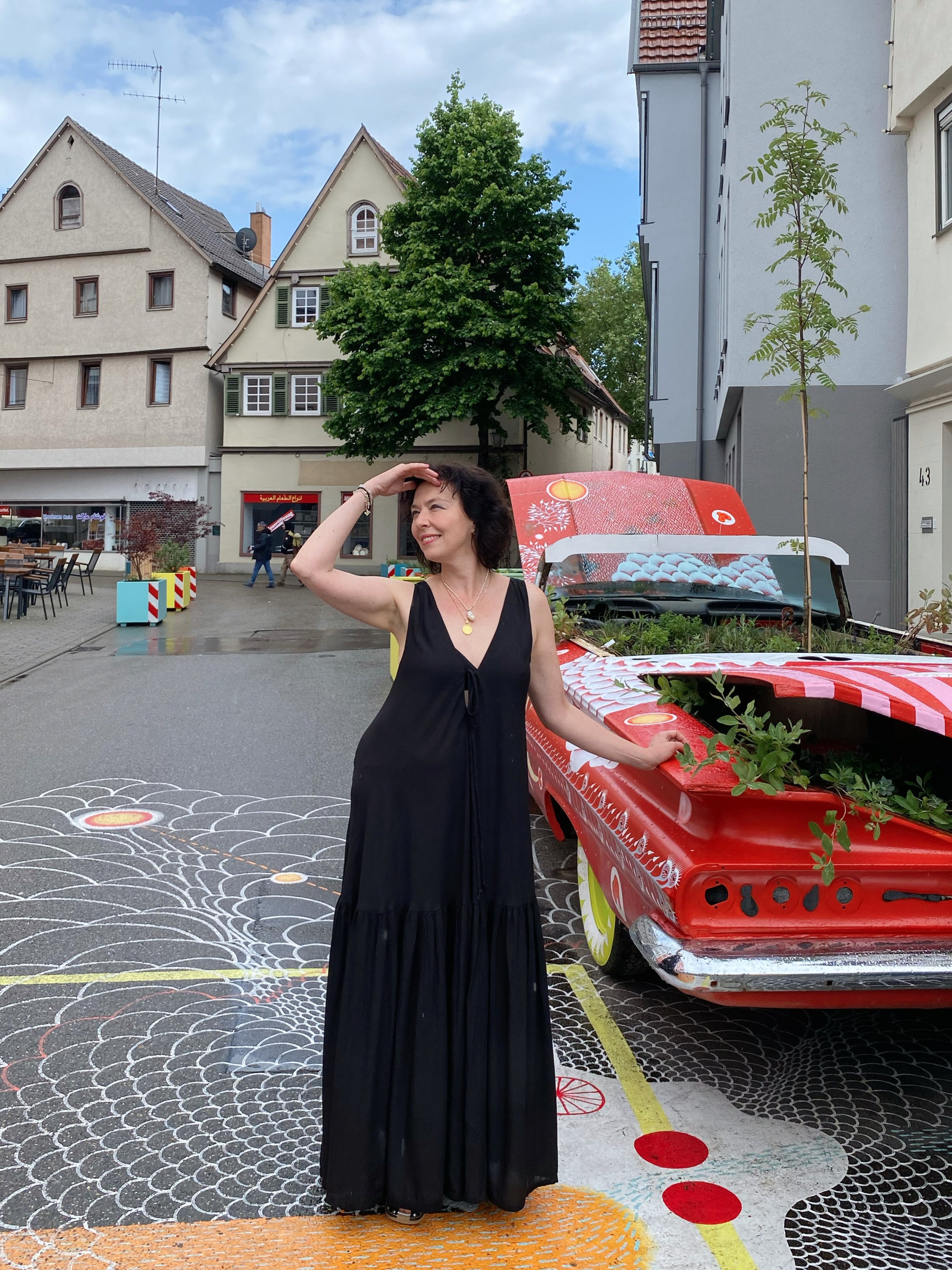 Shop Austin Convertible Maxi Dress in Black - Black Oversized Maxi Dress deep v cut | Guest wedding dress with Coco de Chom