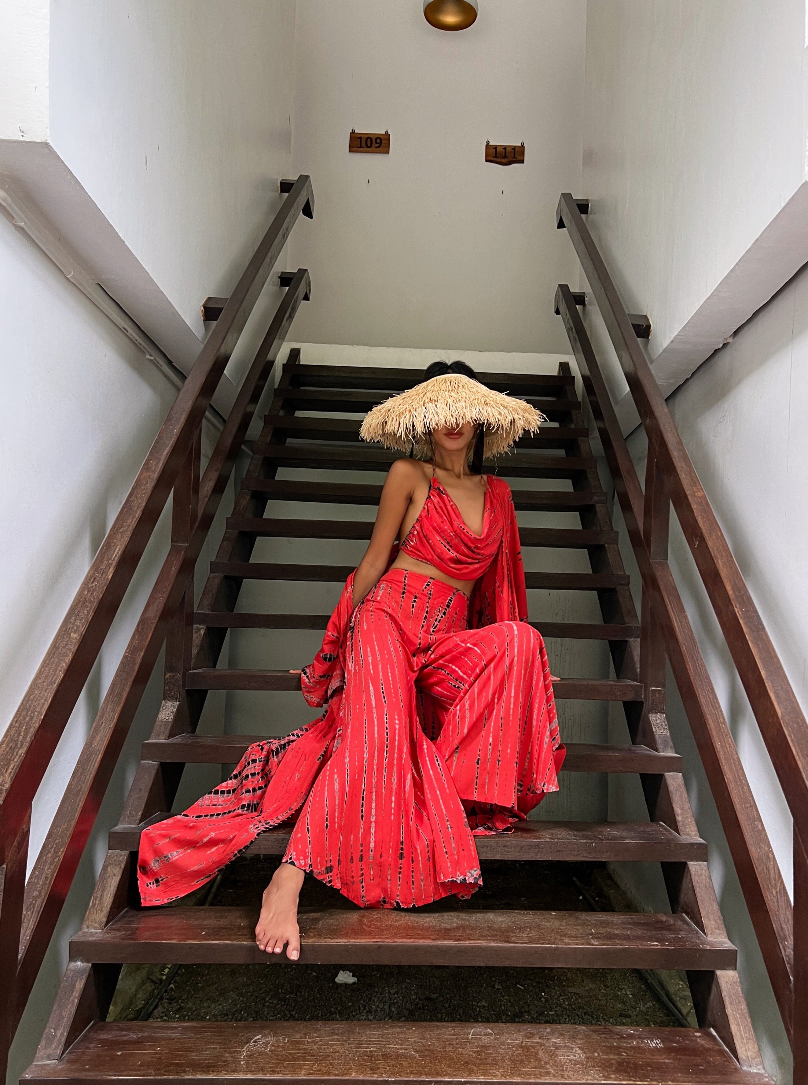 Shop boho hippie Tie Dye Wide-Leg Pants | Red tie dye pants | hippie pants from Coco de Chom