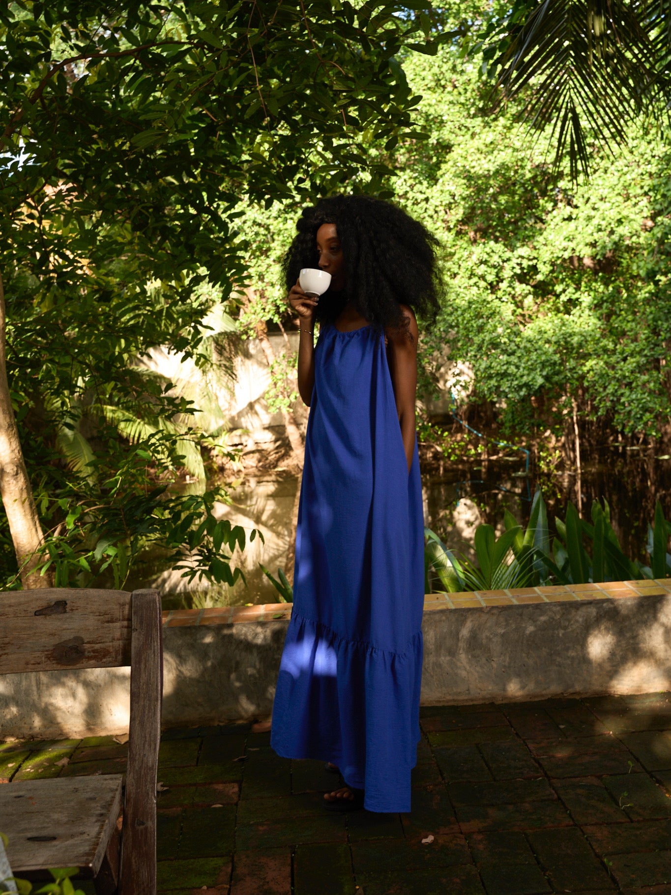 Full-length image of Olivia Open Back Maxi Dress — versatile summer and resort wear.