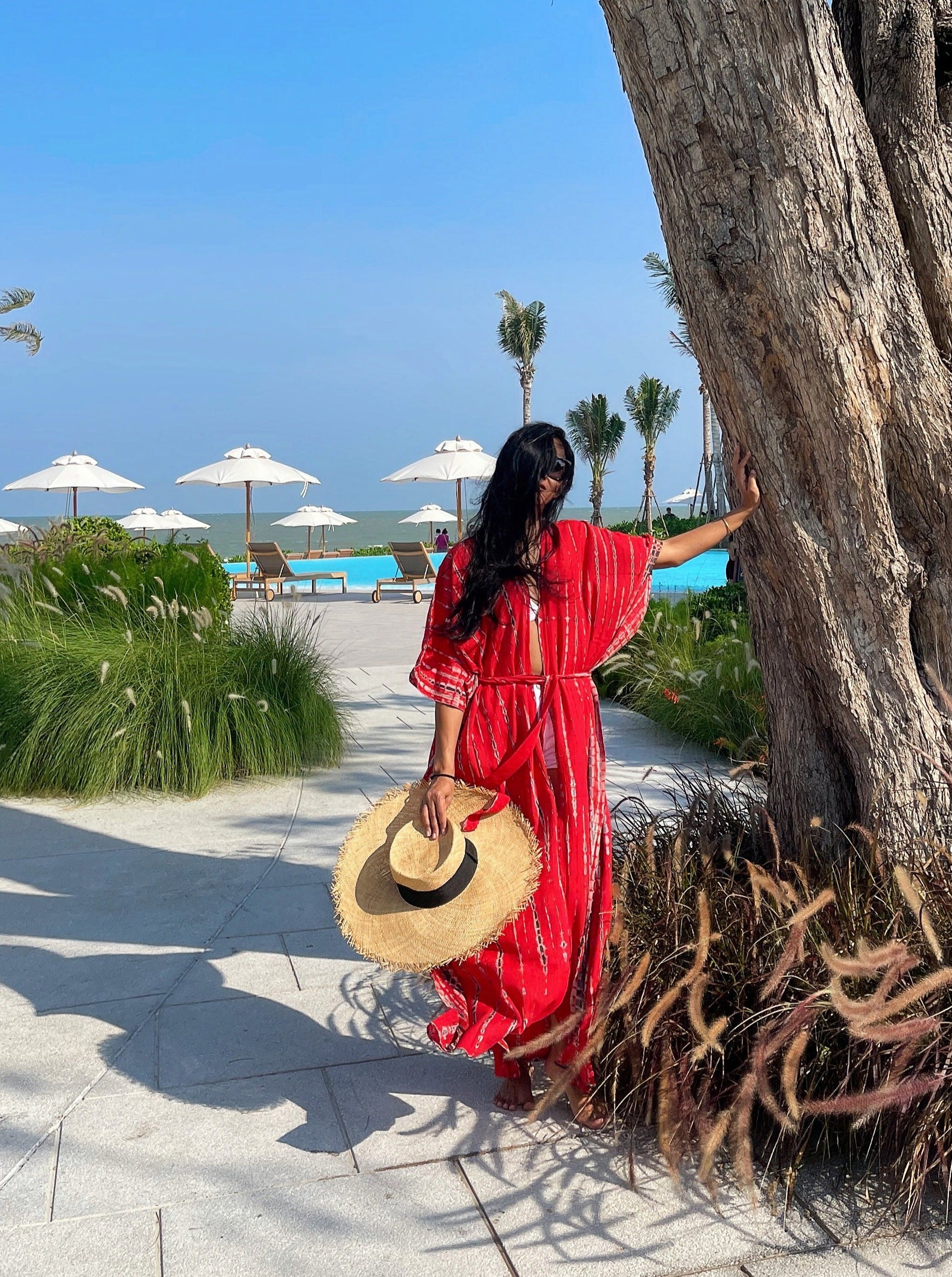Get handmade red tie dye kimono robe, red tie dye beach coverup for summer or gift for her?