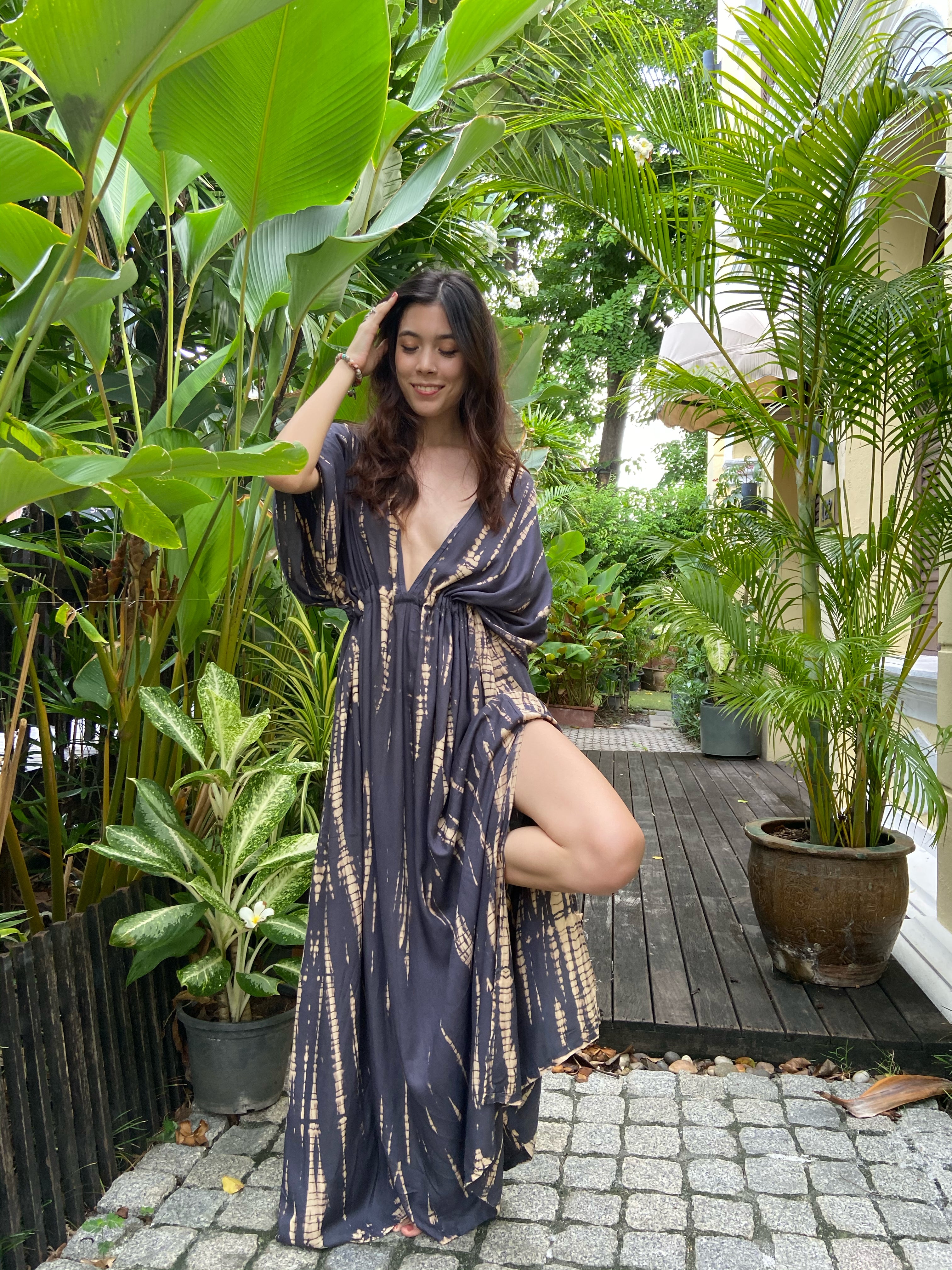 Shop goddess tie dye maxi dress, goddess kaftan maxi dress handmade by artisans from COCO DE CHOM?