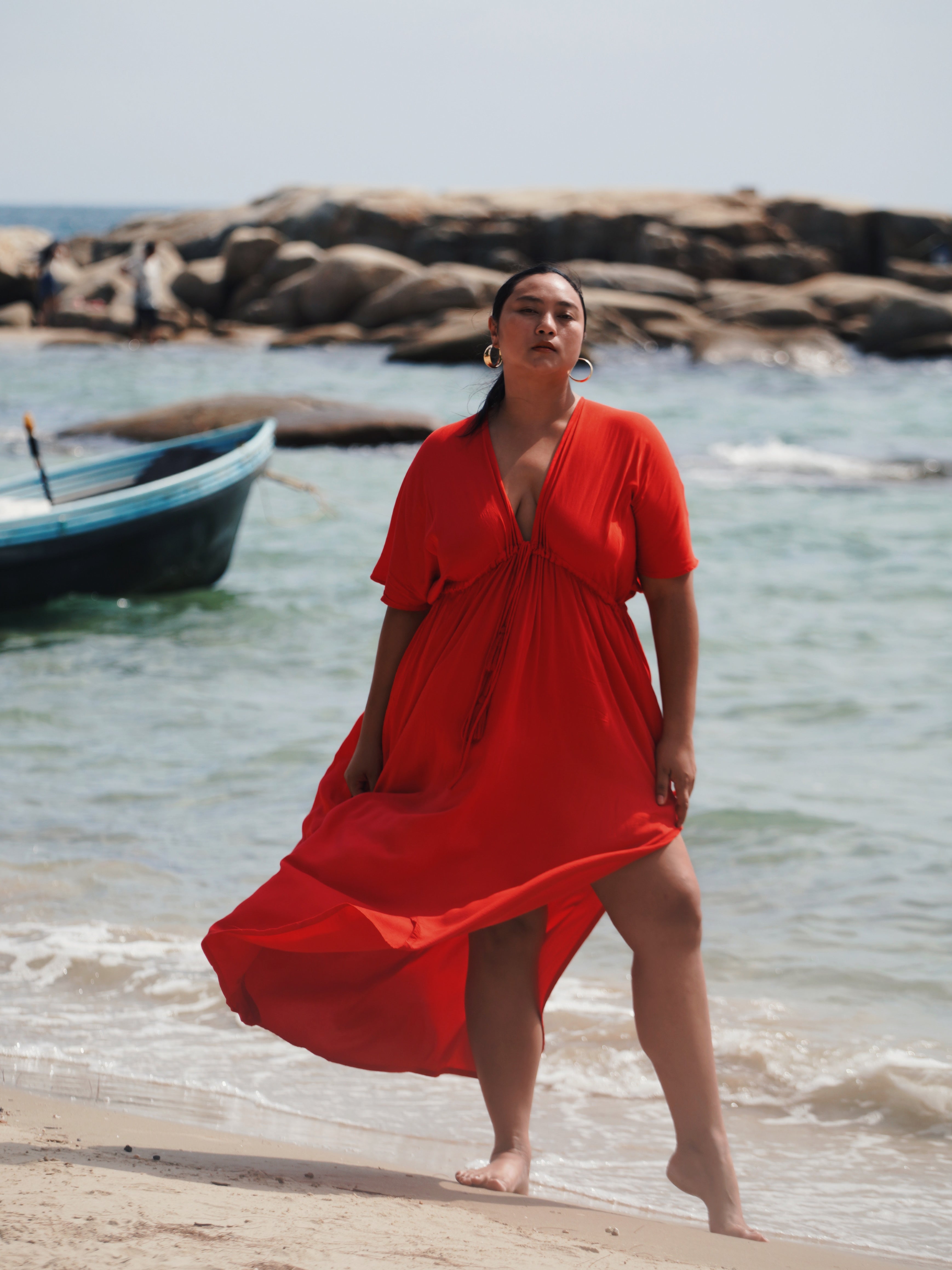 Shop Vacation Wear, Goddess Kaftan maxi Dress, Red long kaftan, Red Kaftan maxi dress with Coco De Chom?