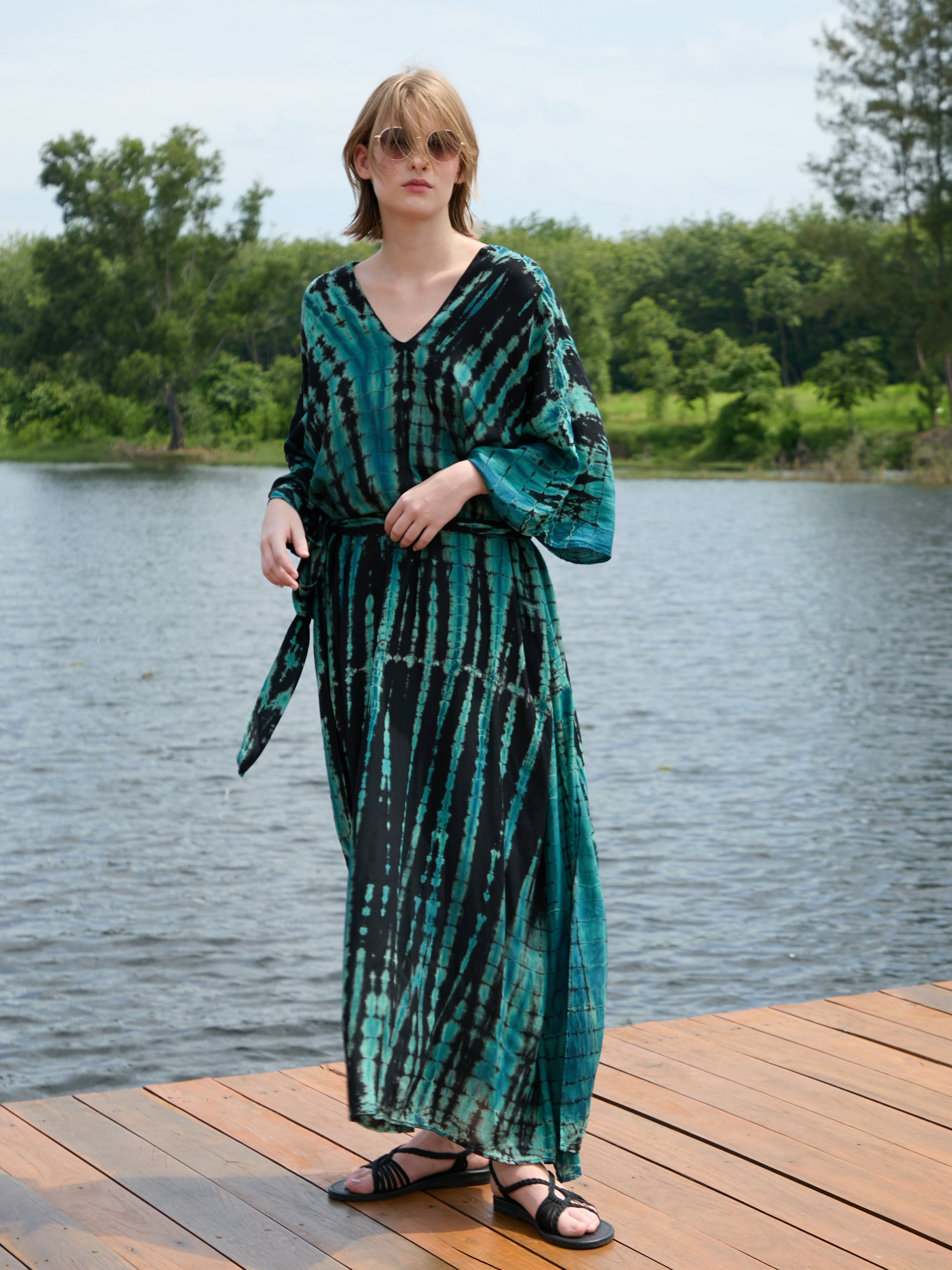 Shop Zen Tie Dye Kaftan Dress - Oversized Caftan- bohemian style- Boho tie dye Kaftan