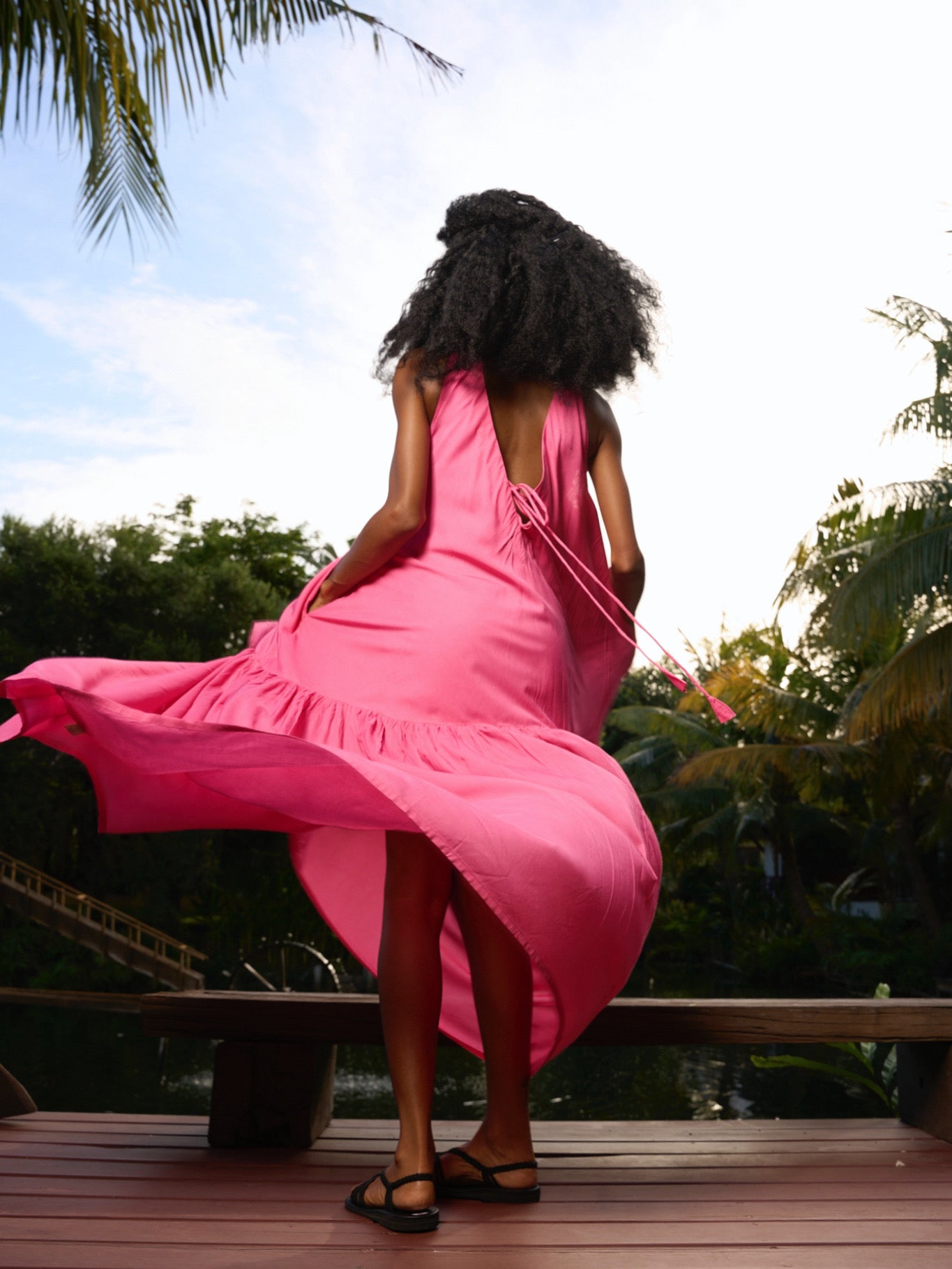 Shop Convertible Maxi Dress - Hot Pink, Long Dress in Hot Pink, Wedding guest dress in pink, Oversized long dress in pink with Coco de Chom?