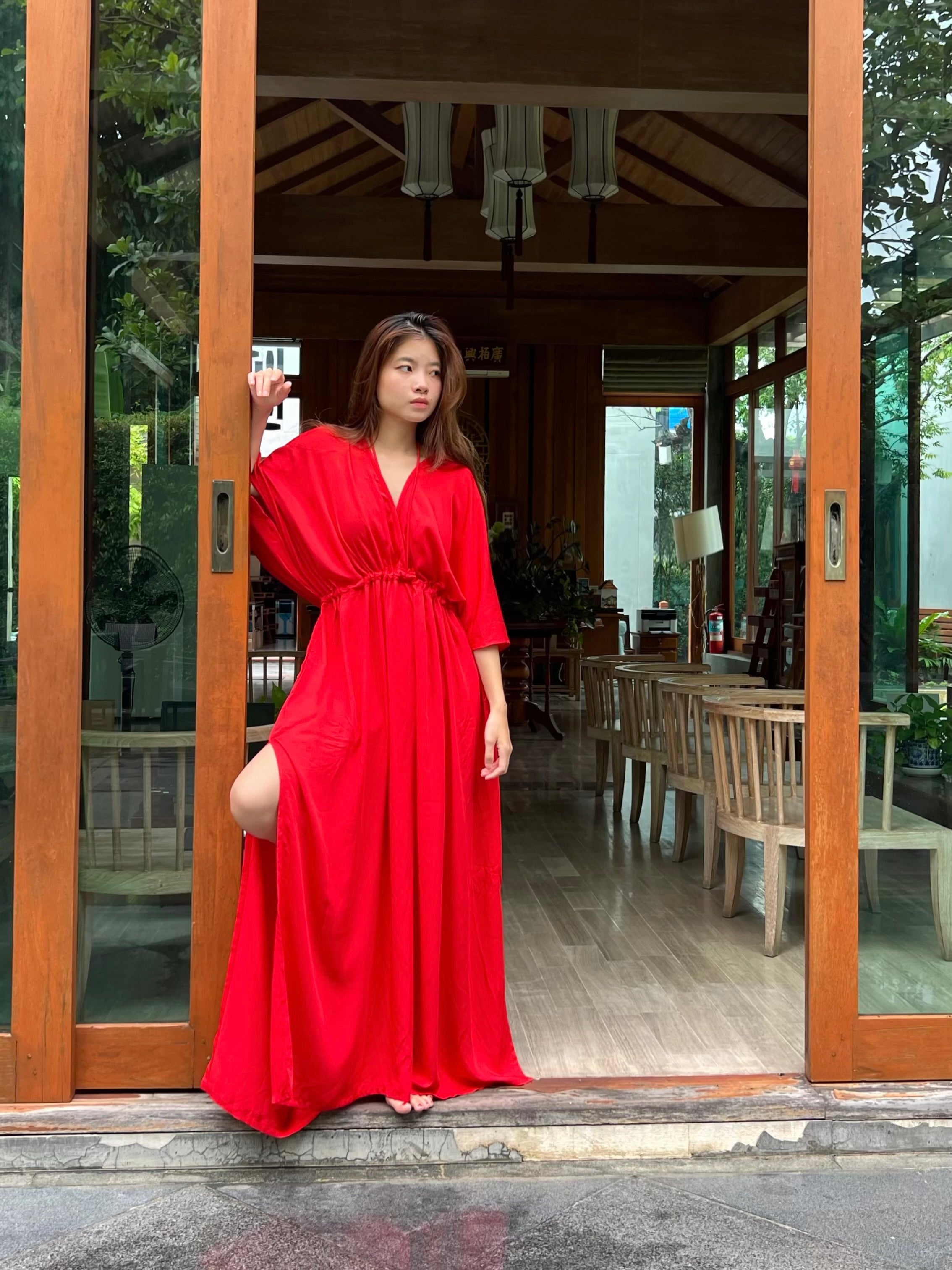 Shop Vacation Wear, Goddess Kaftan maxi Dress, Red long kaftan, Red Kaftan maxi dress with Coco De Chom?