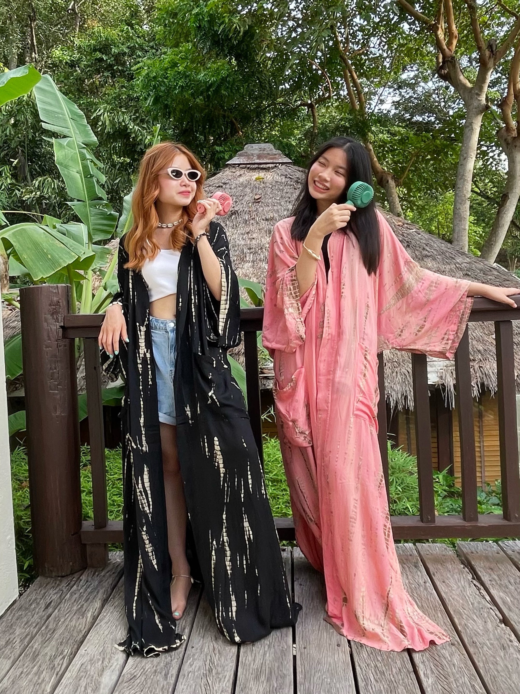 Swan Kimono Robe - Peach Pink