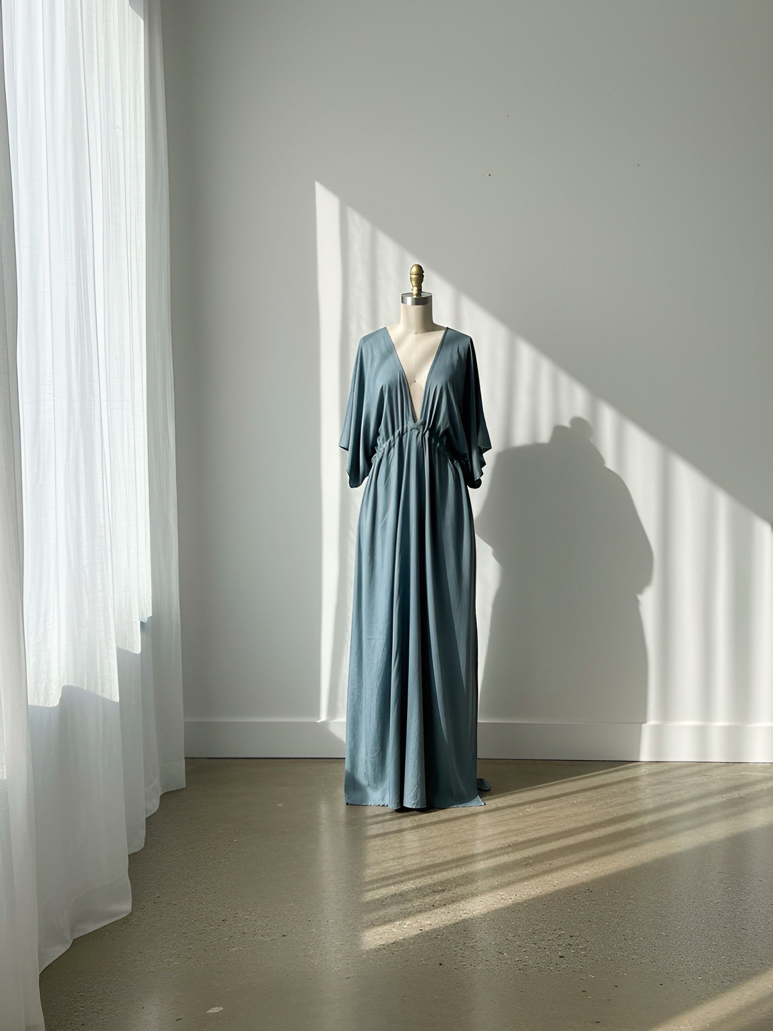 Deep Teal Goddess Kaftan Maxi Dress