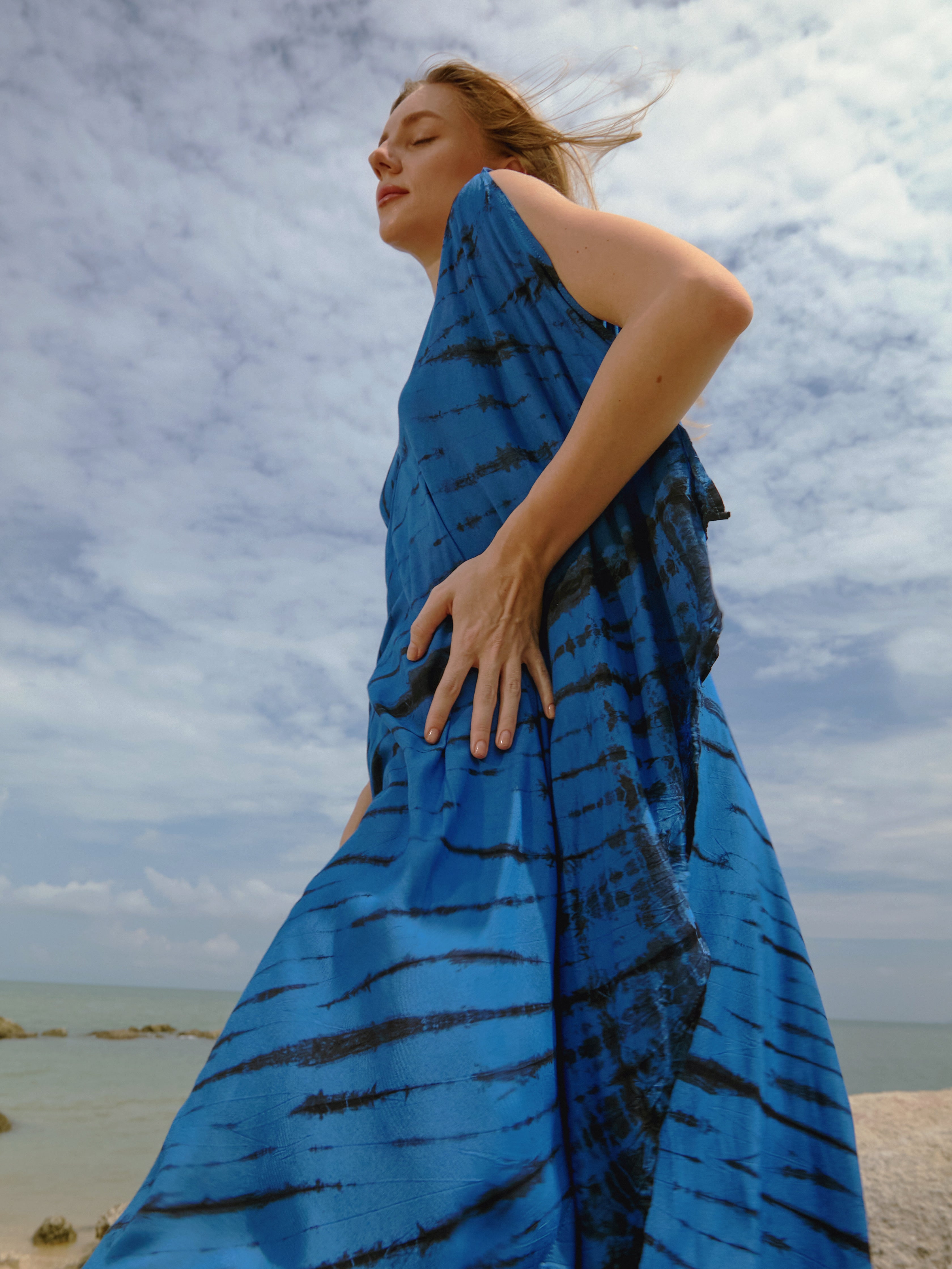 Chai Zebra Tie dye Caftan - Blue