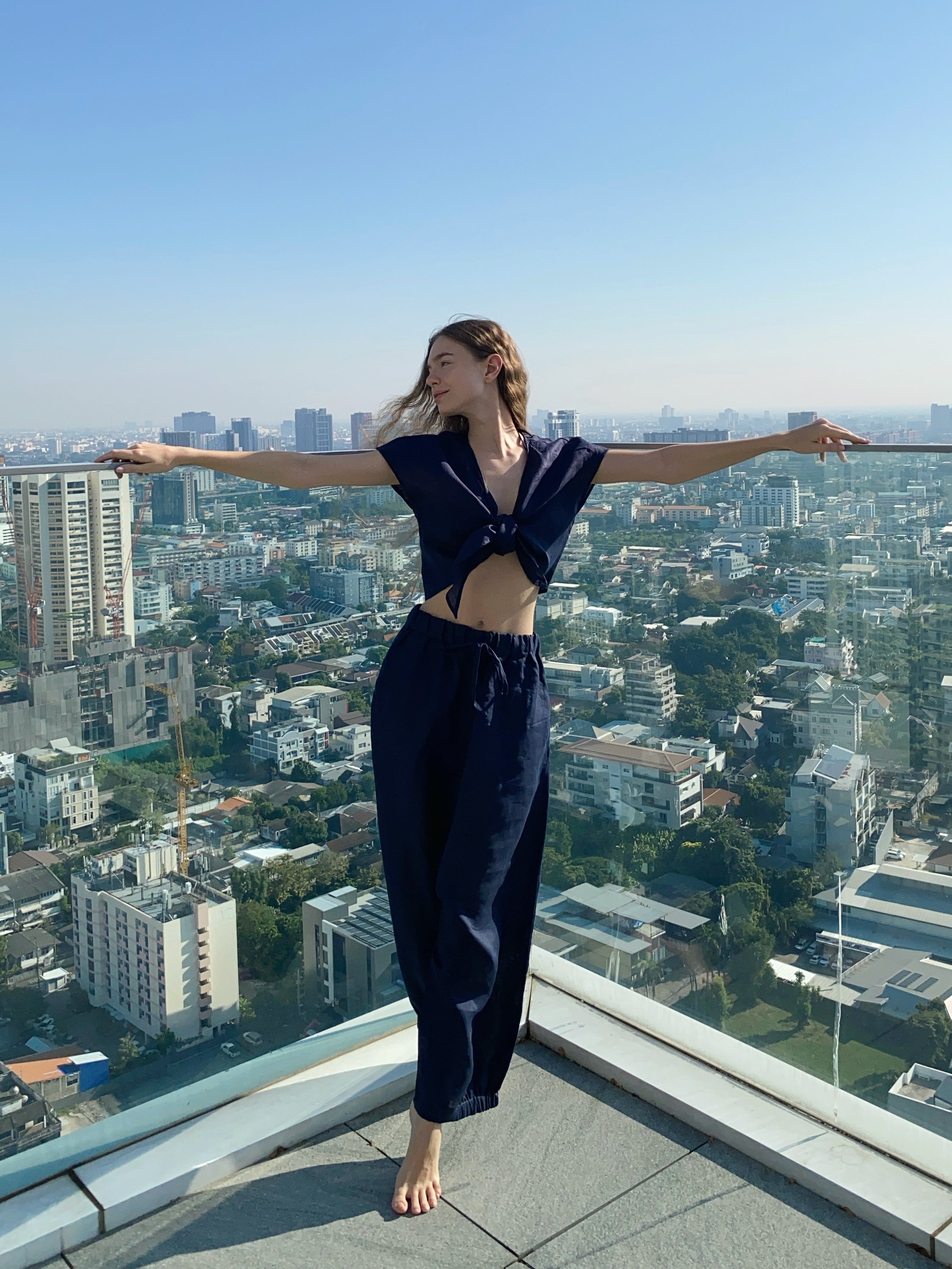 Shop Bohemian Linen Harem Pants Navy - Hippie Linen pants - Designed for vacation outfits concert outfits or yoga lover | Coco de Chom