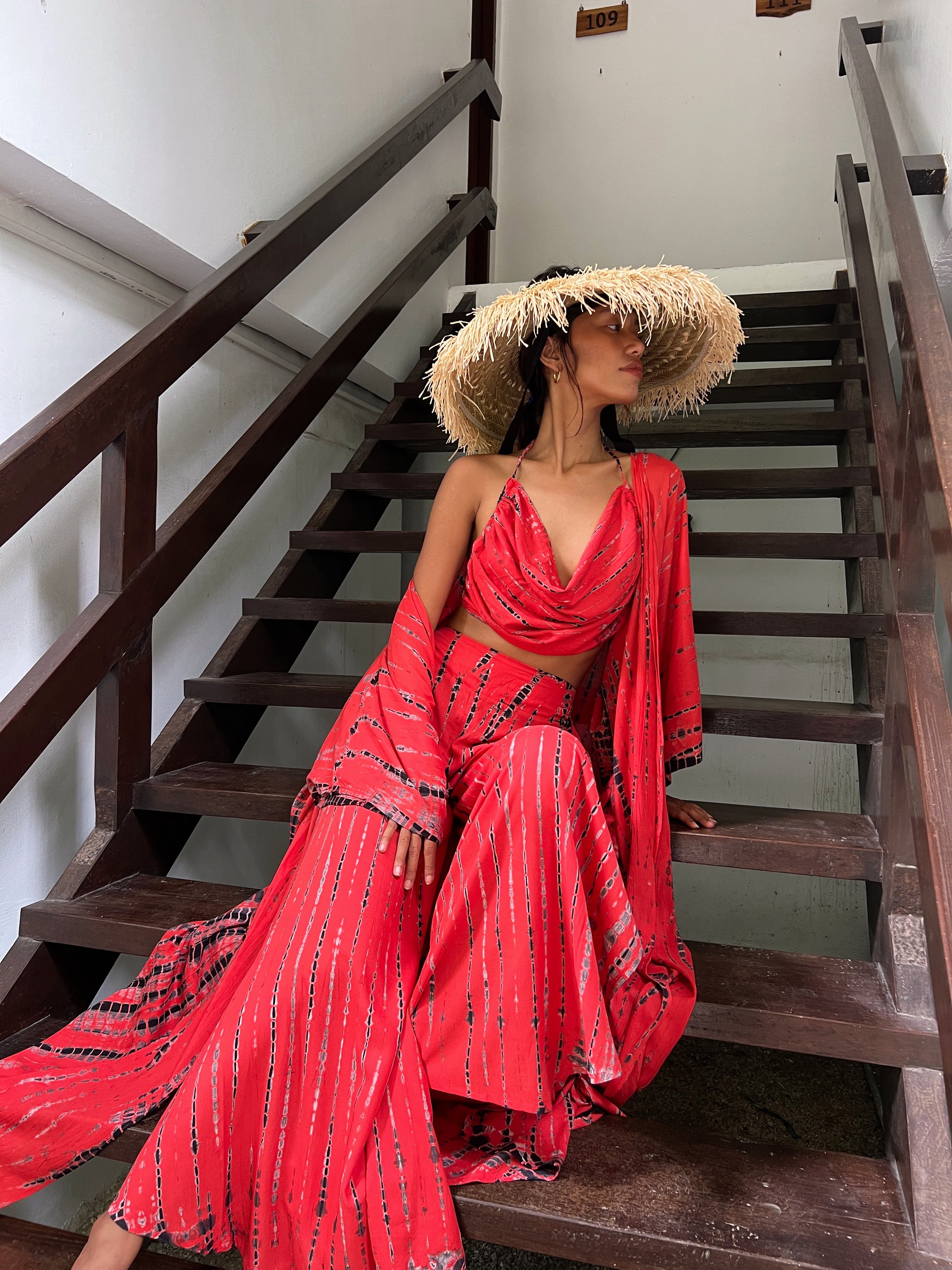 Shop boho hippie Tie Dye Wide-Leg Pants | Red tie dye pants | hippie pants from Coco de Chom