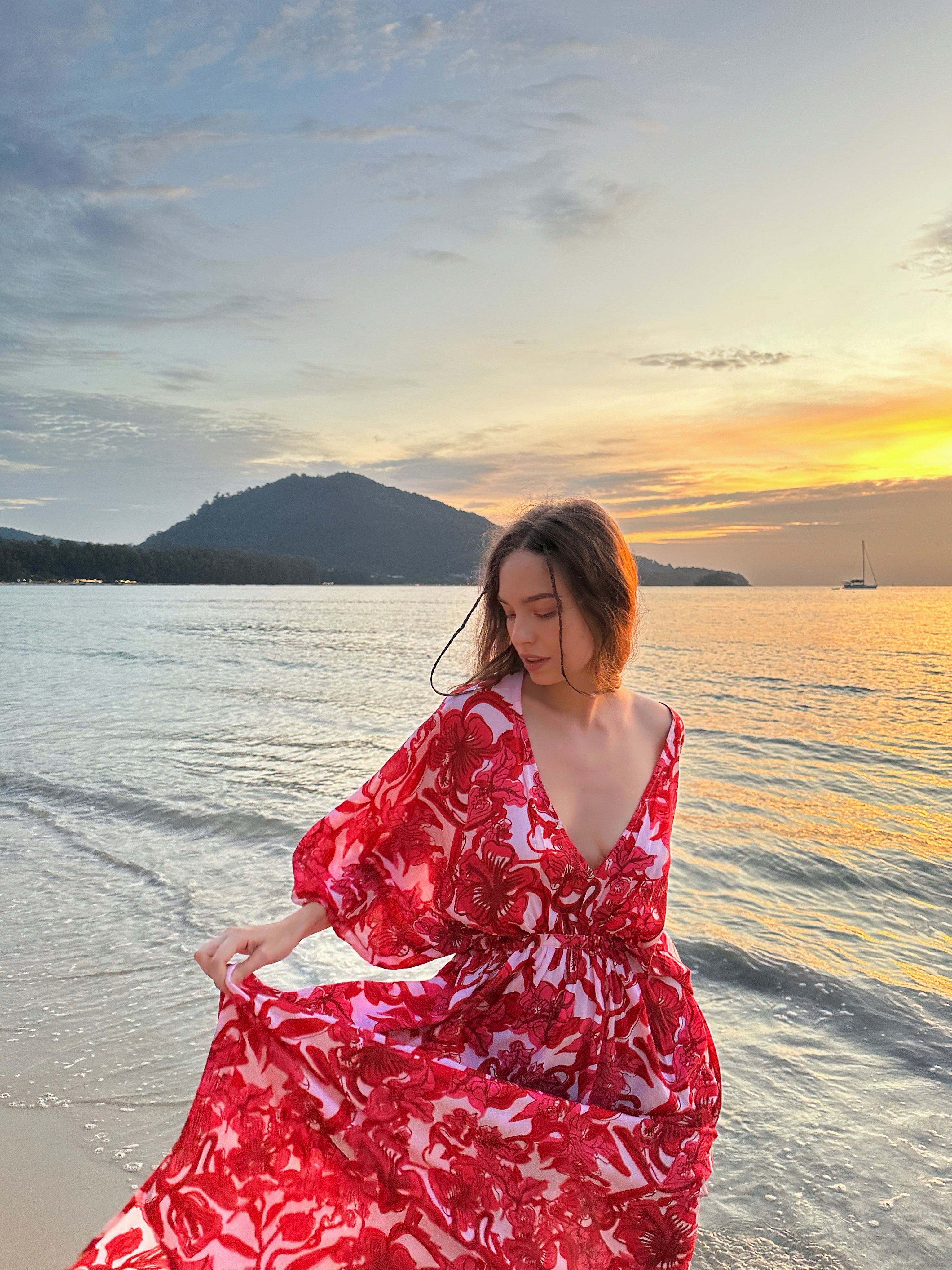 Andaman Floral Kaftan Dress Pink