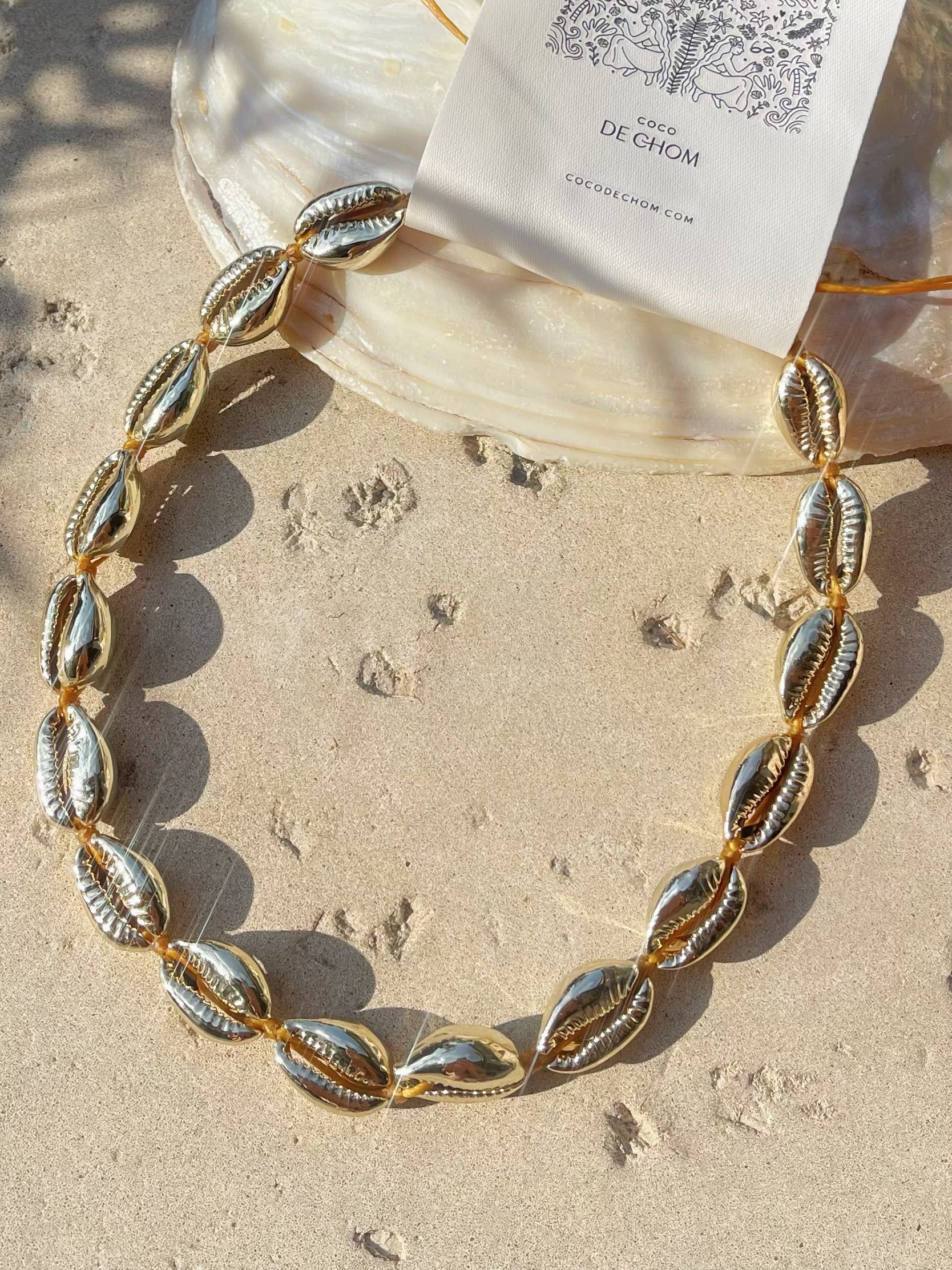 Shop Rosie Gold Cowrie Choker Necklace | Beach Boho Choker Necklace with Coco de Chom