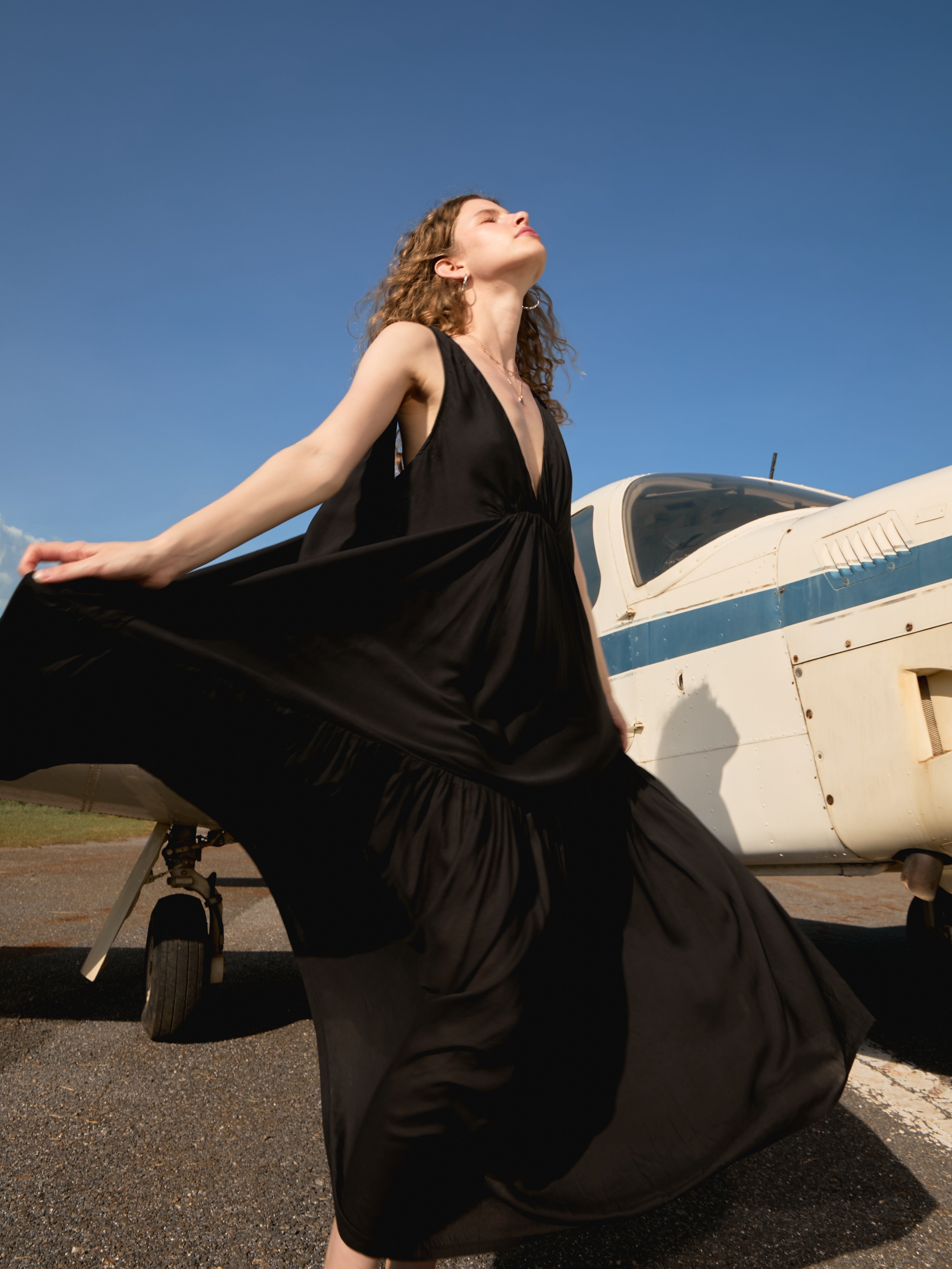 Shop Black Maxi Dress V Cut - Black Oversized Maxi Dress deep v cut | Guest wedding dress with Coco de Chom