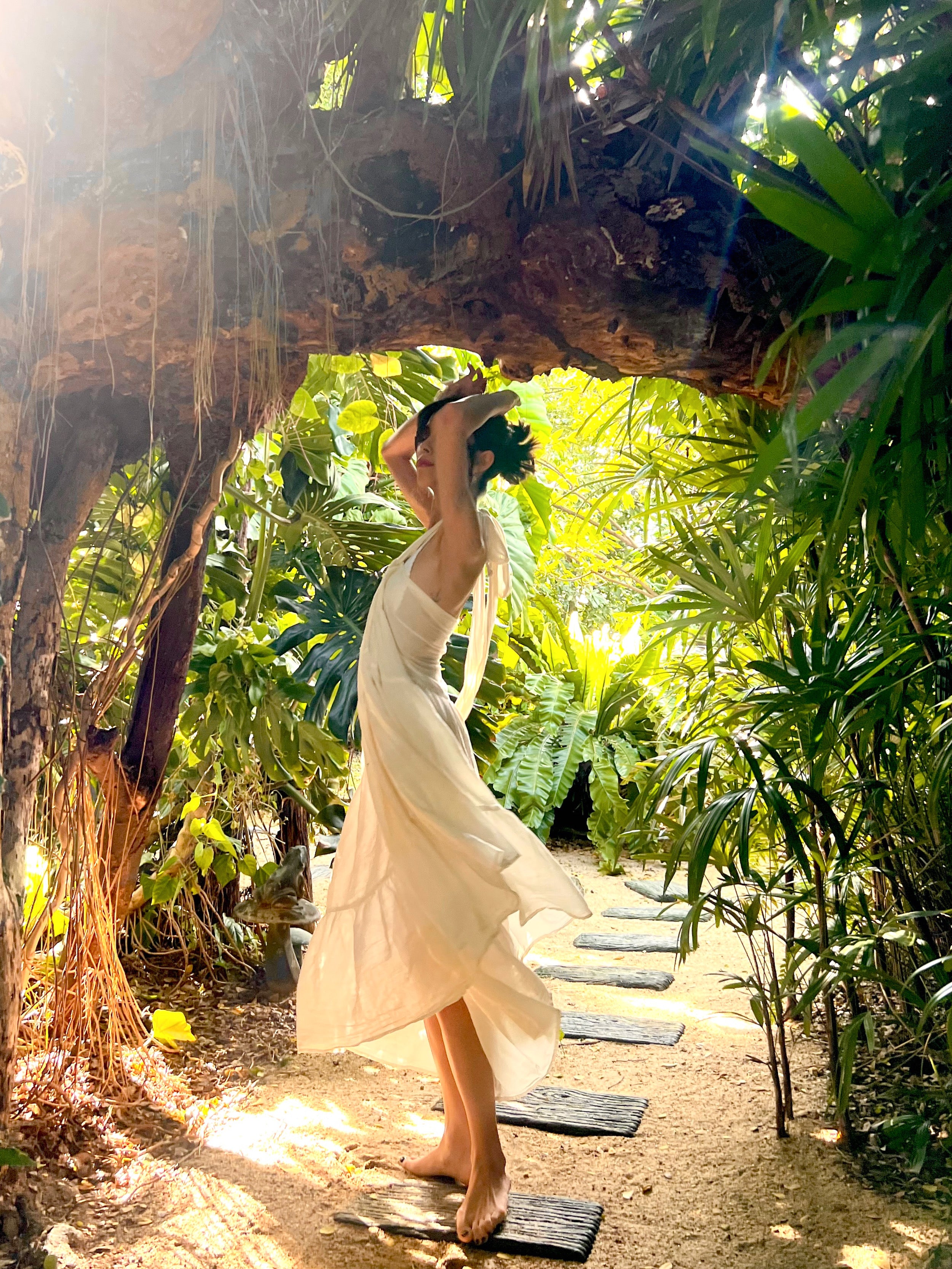 Vacation cotton wrap maxi skirt