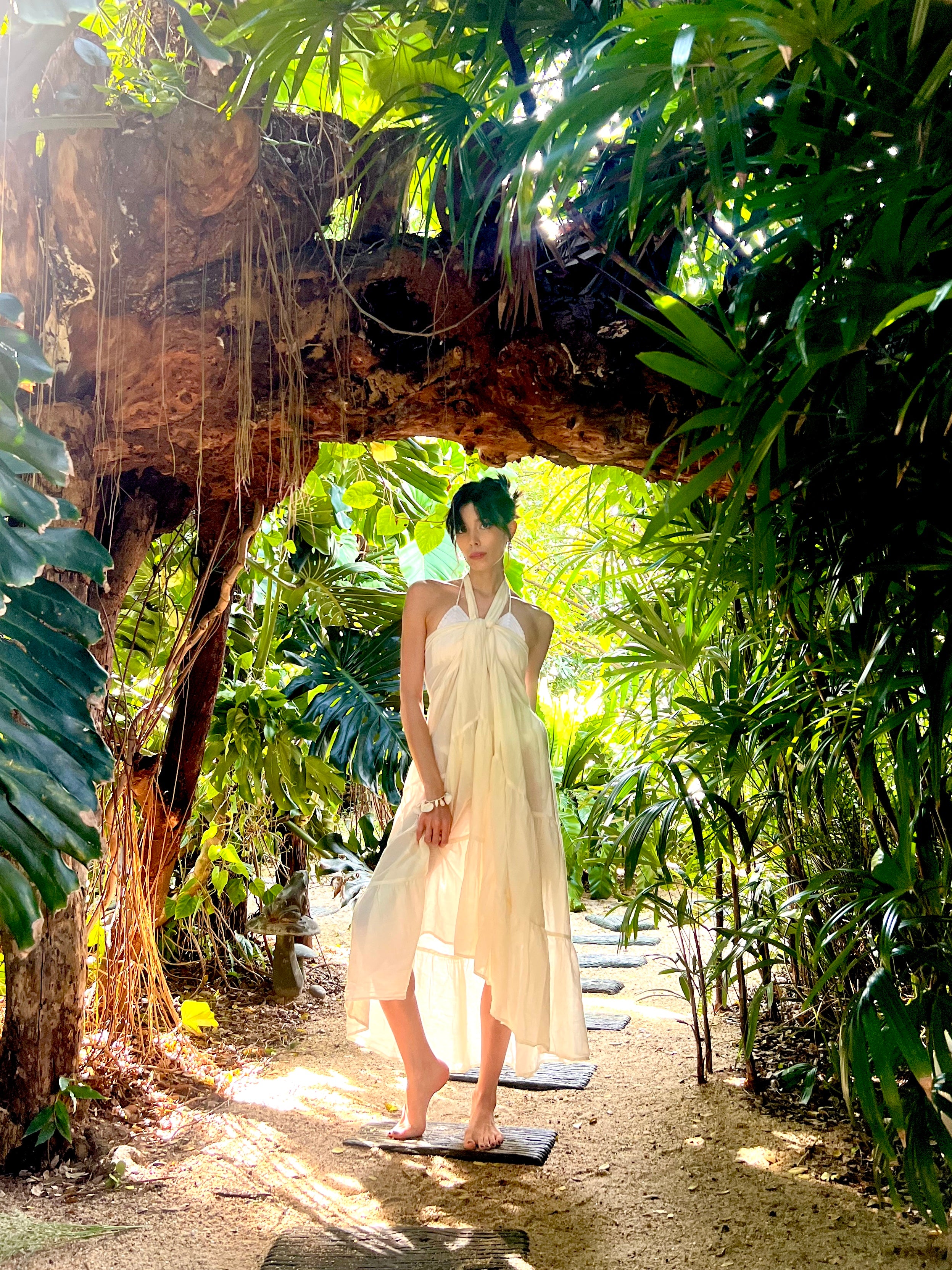 Vacation cotton wrap maxi skirt