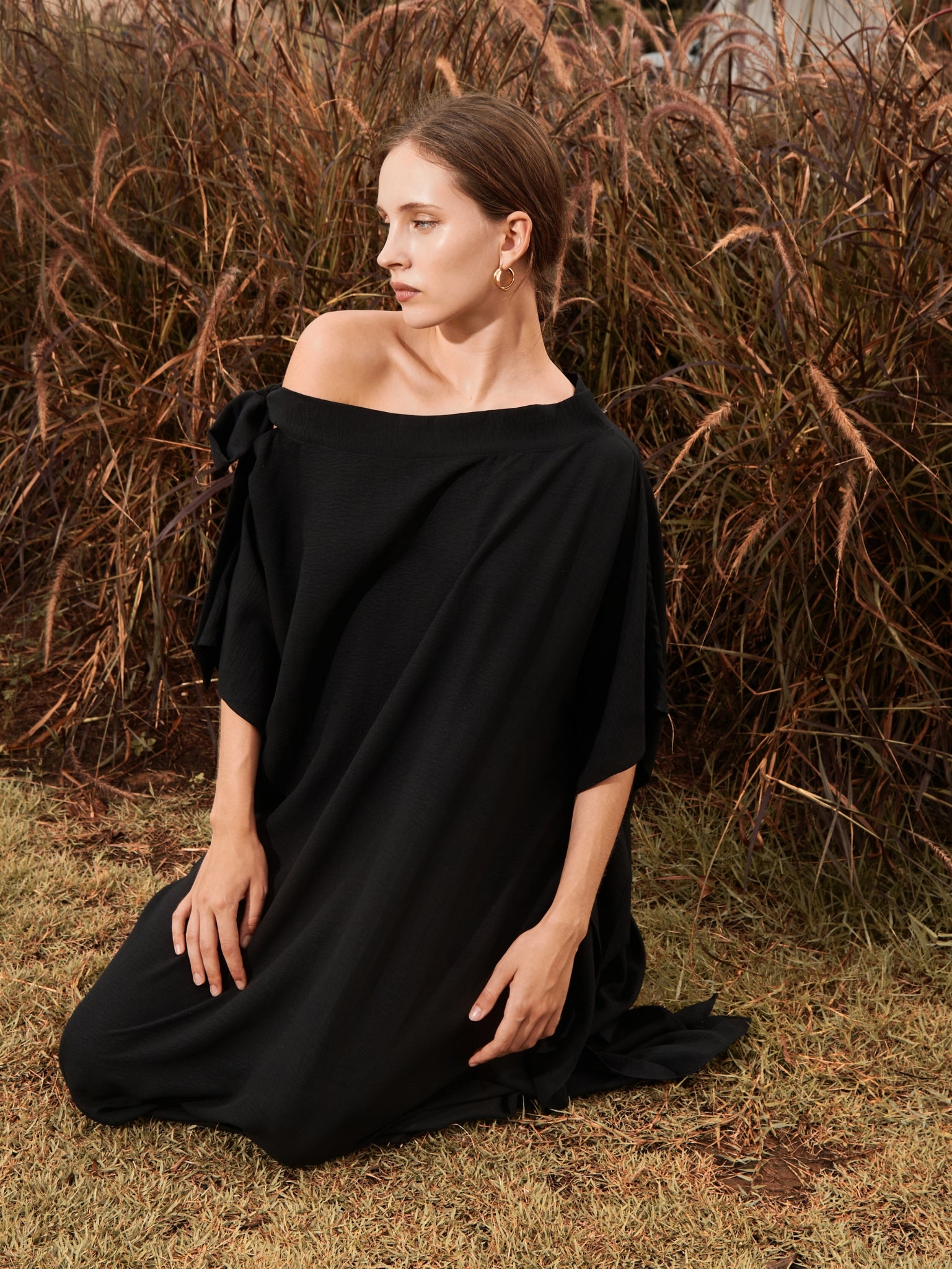 Helena Black Kaftan Dress