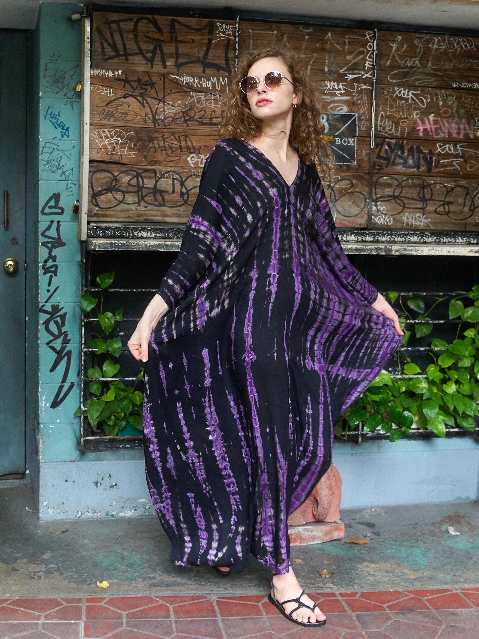 Shop Tie Dye Kaftan Dress - Oversized caftan - Purple kaftan Maxi Summer Dress from Coco De Chom ?