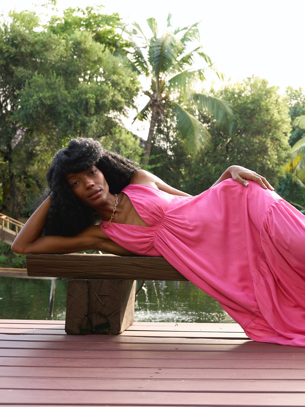 Shop Convertible Maxi Dress - Hot Pink, Long Dress in Hot Pink, Wedding guest dress in pink, Oversized long dress in pink with Coco de Chom?