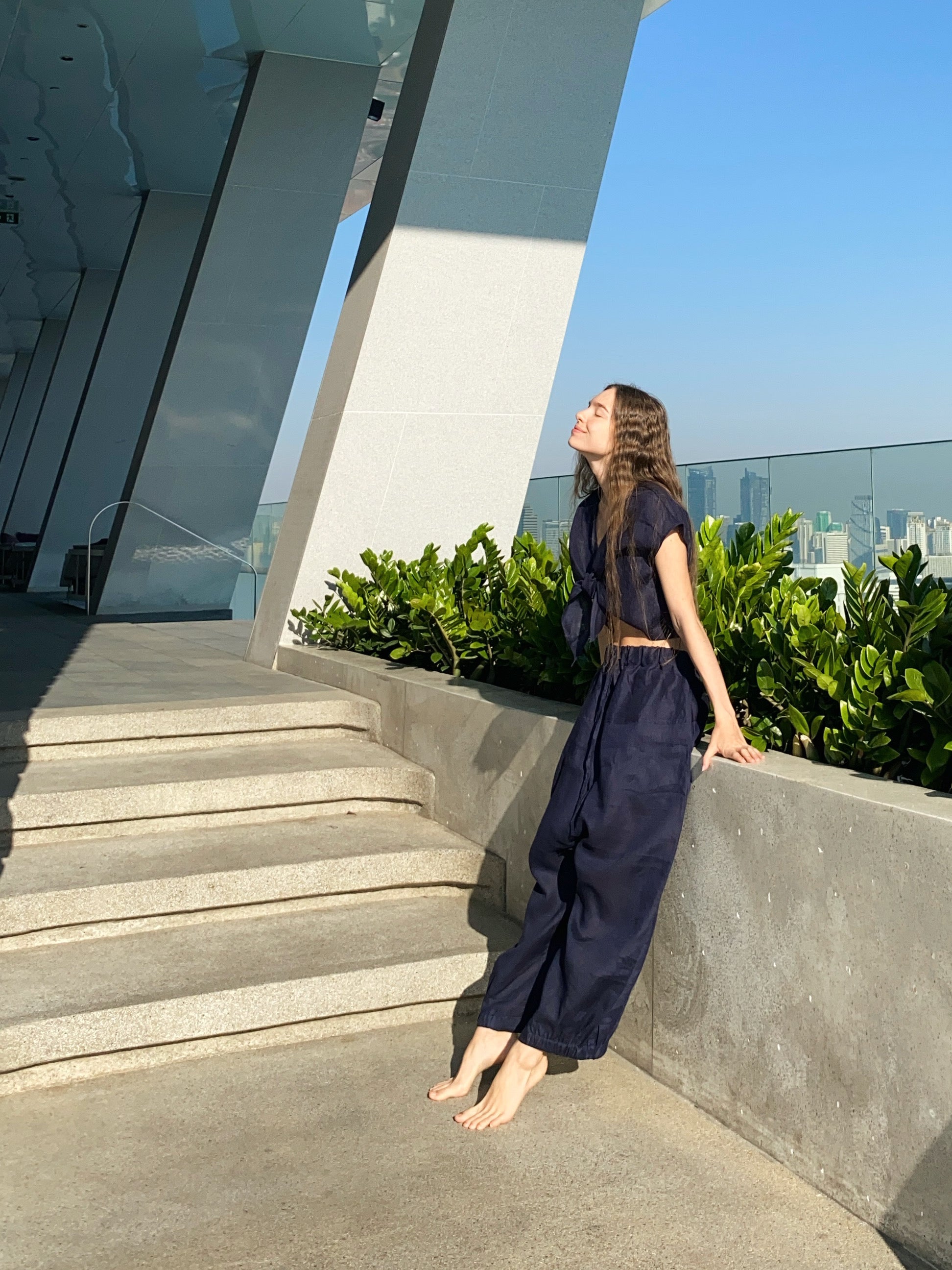 Shop Bohemian Linen Harem Pants Navy - Hippie Linen pants - Designed for vacation outfits concert outfits or yoga lover | Coco de Chom