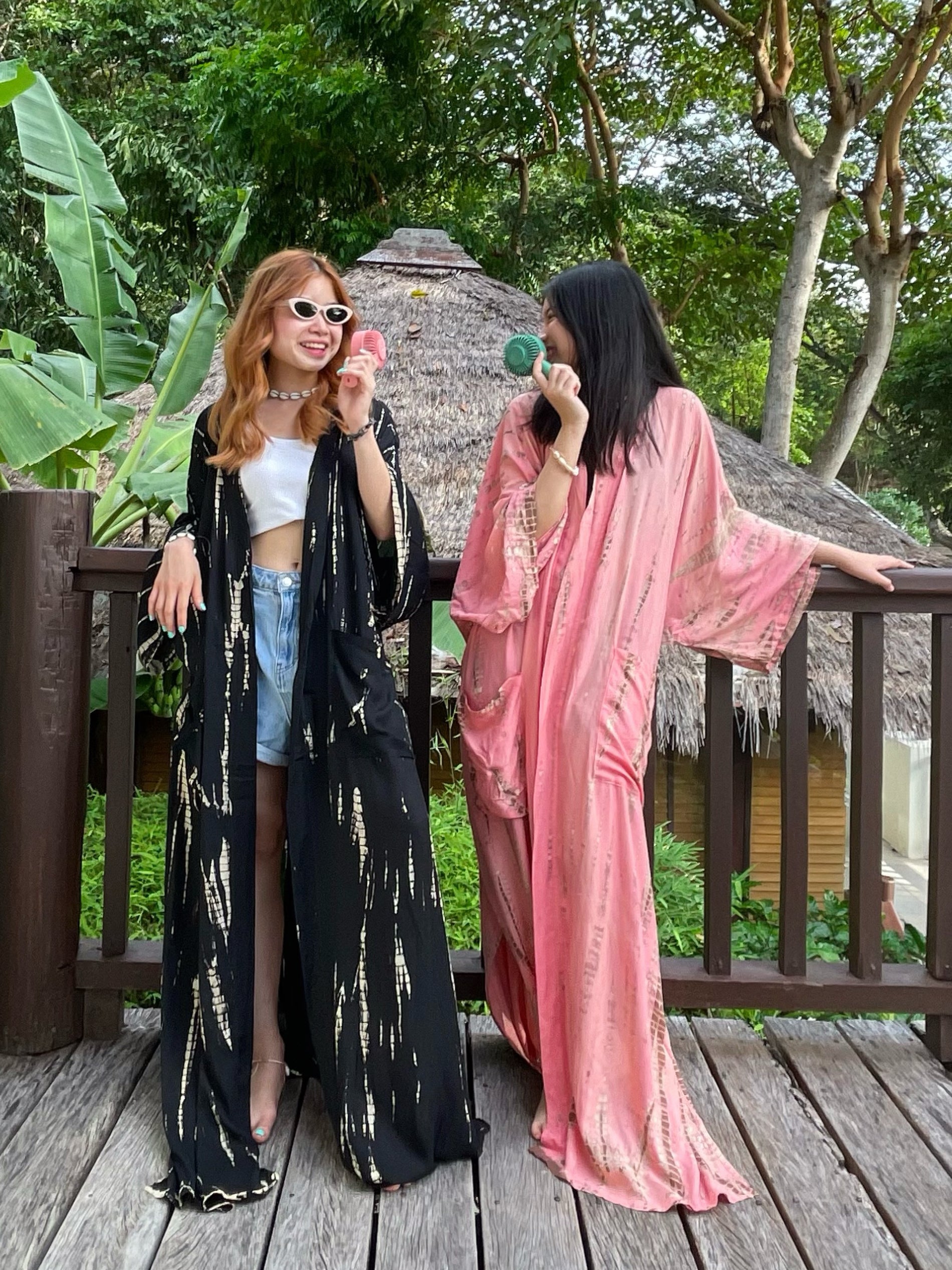 Swan Kimono Robe - Peach Pink