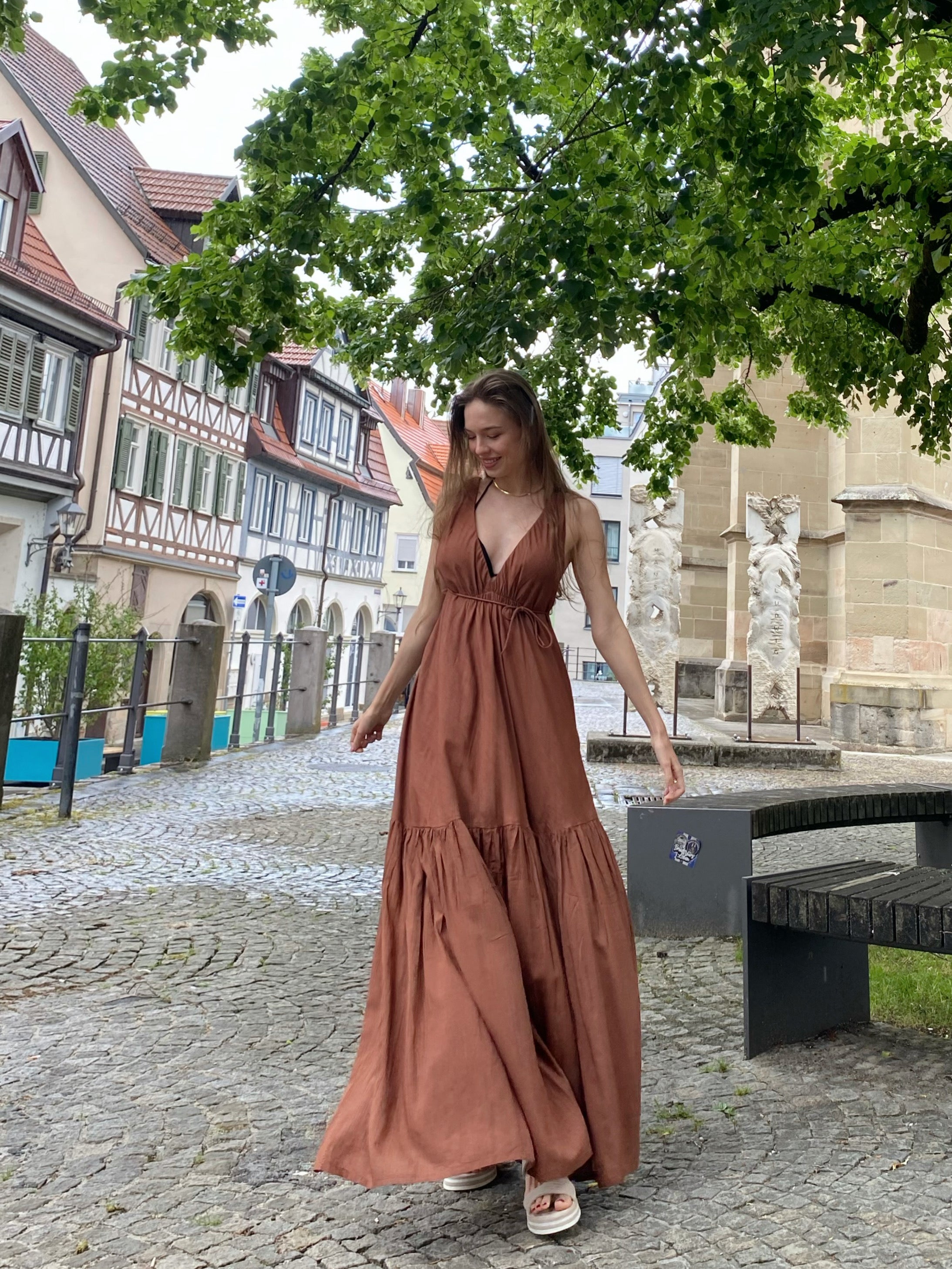 Austin Convertible Maxi Dress - Mocha Brown