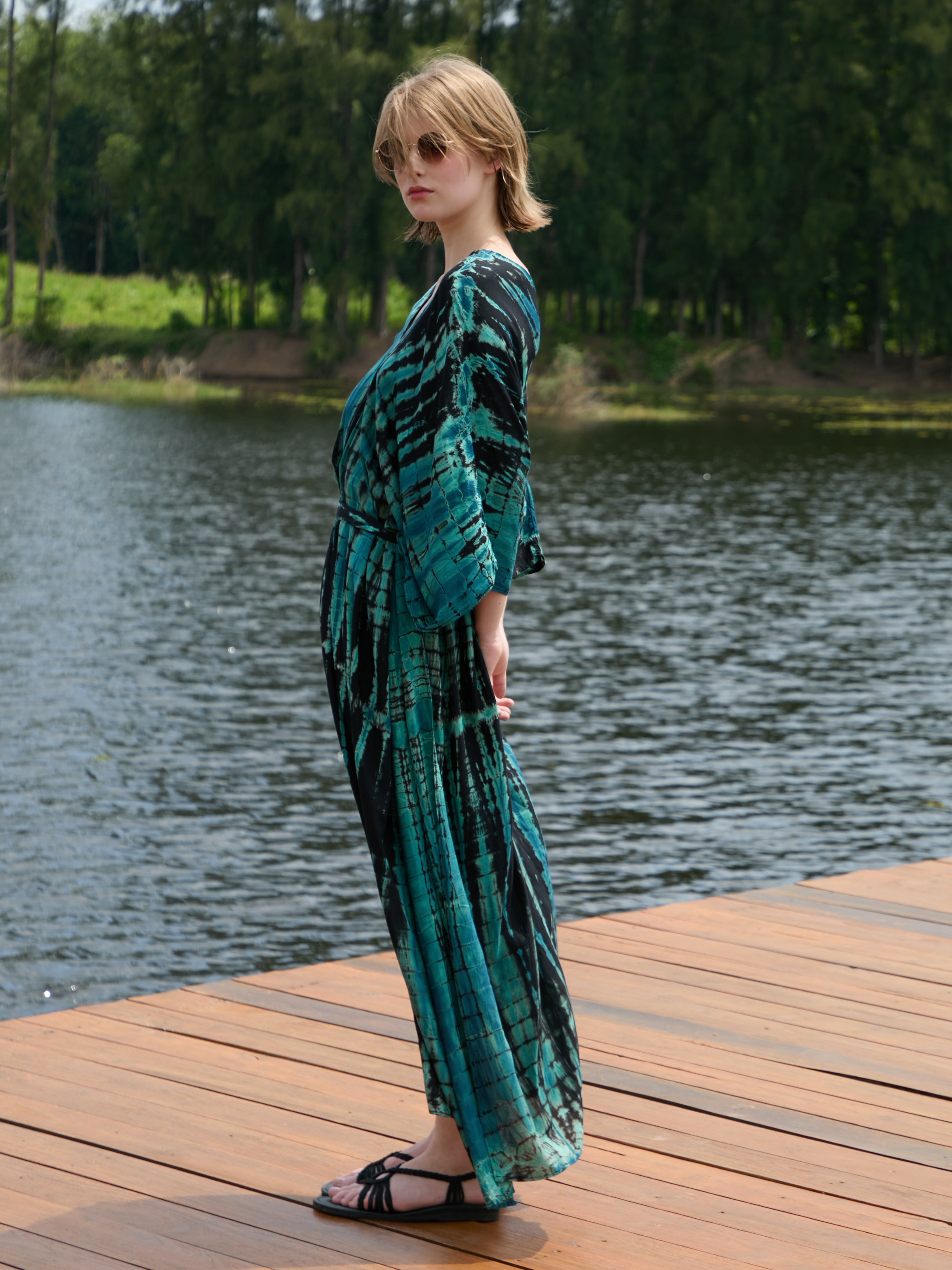 Shop Zen Tie Dye Kaftan Dress - Oversized Caftan- bohemian style- Boho tie dye Kaftan