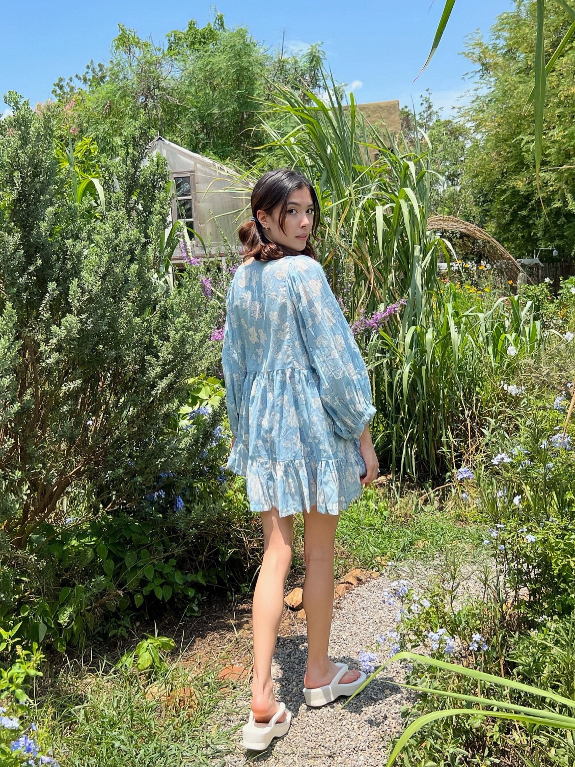 Lola Bohemian Mini Dress- Blue