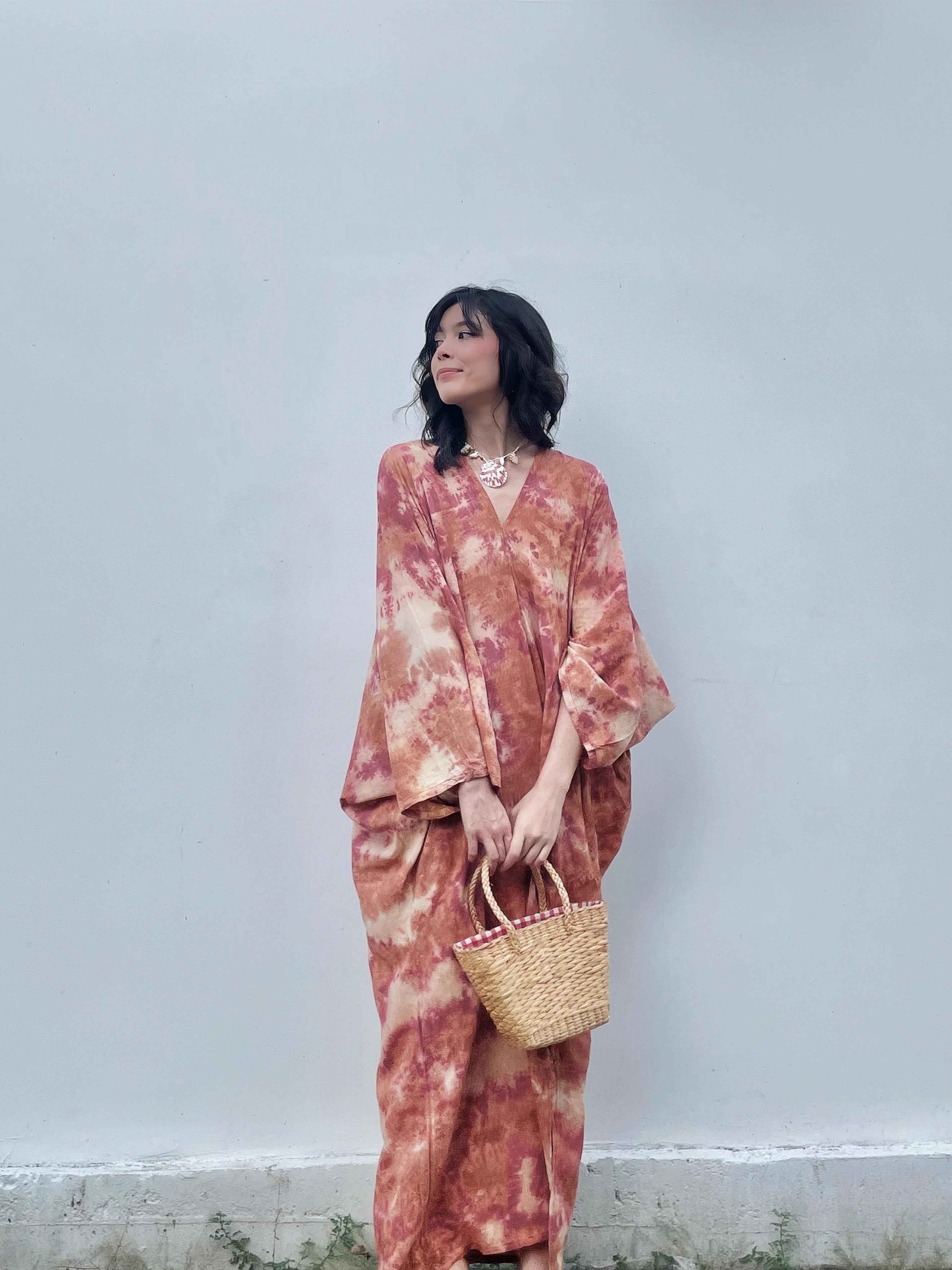Shop Tie Dye Long Sleeve Kaftan Maxi Dress: Goddess Kaftan Boho Dress, Turn up the resort-beach vibe and protect yourself from the sun with our Long-Sleeve Goddess Kaftan with Coco de Chom