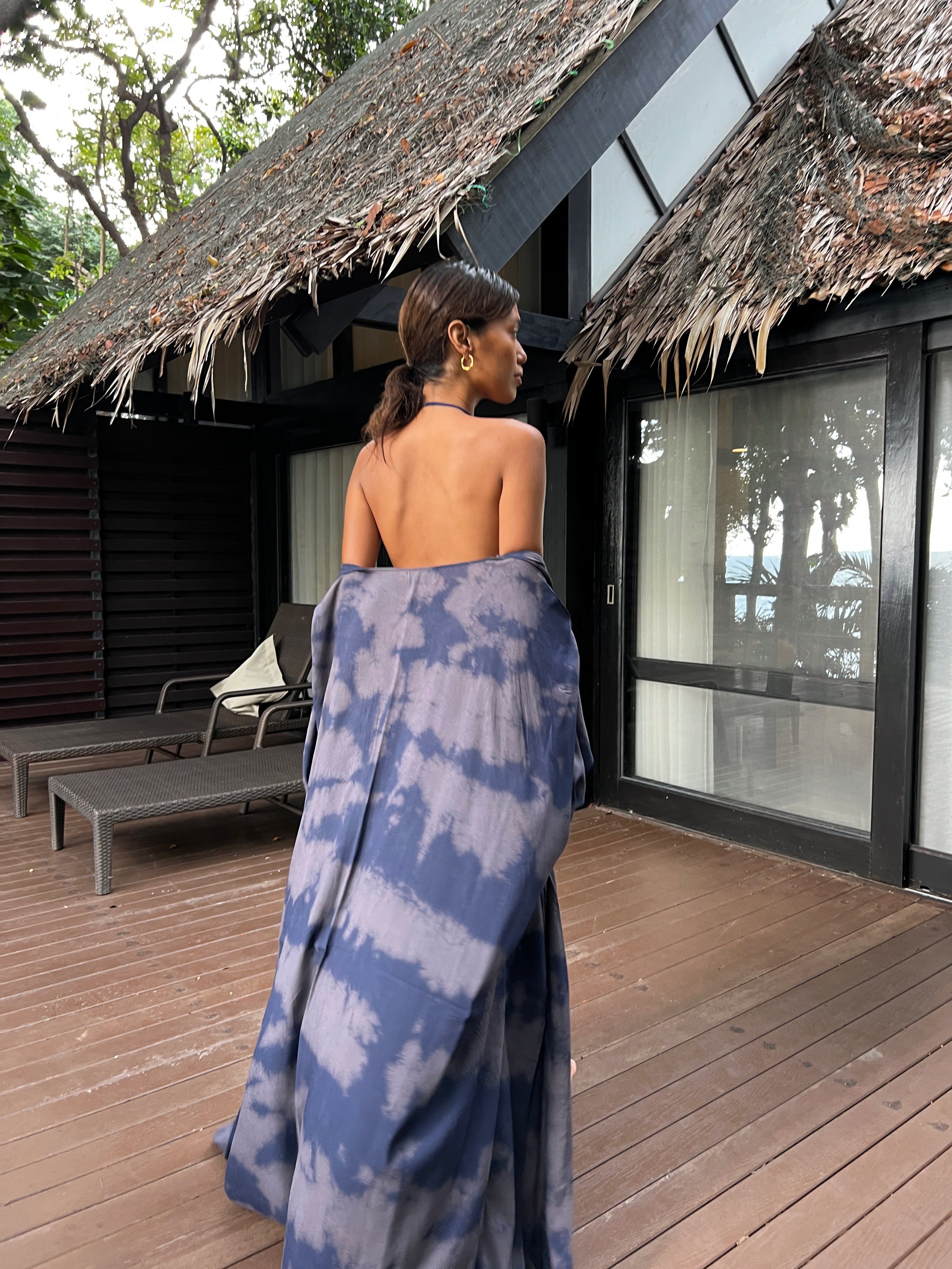 Maya Tie Dye Kaftan Kimono - Indigo