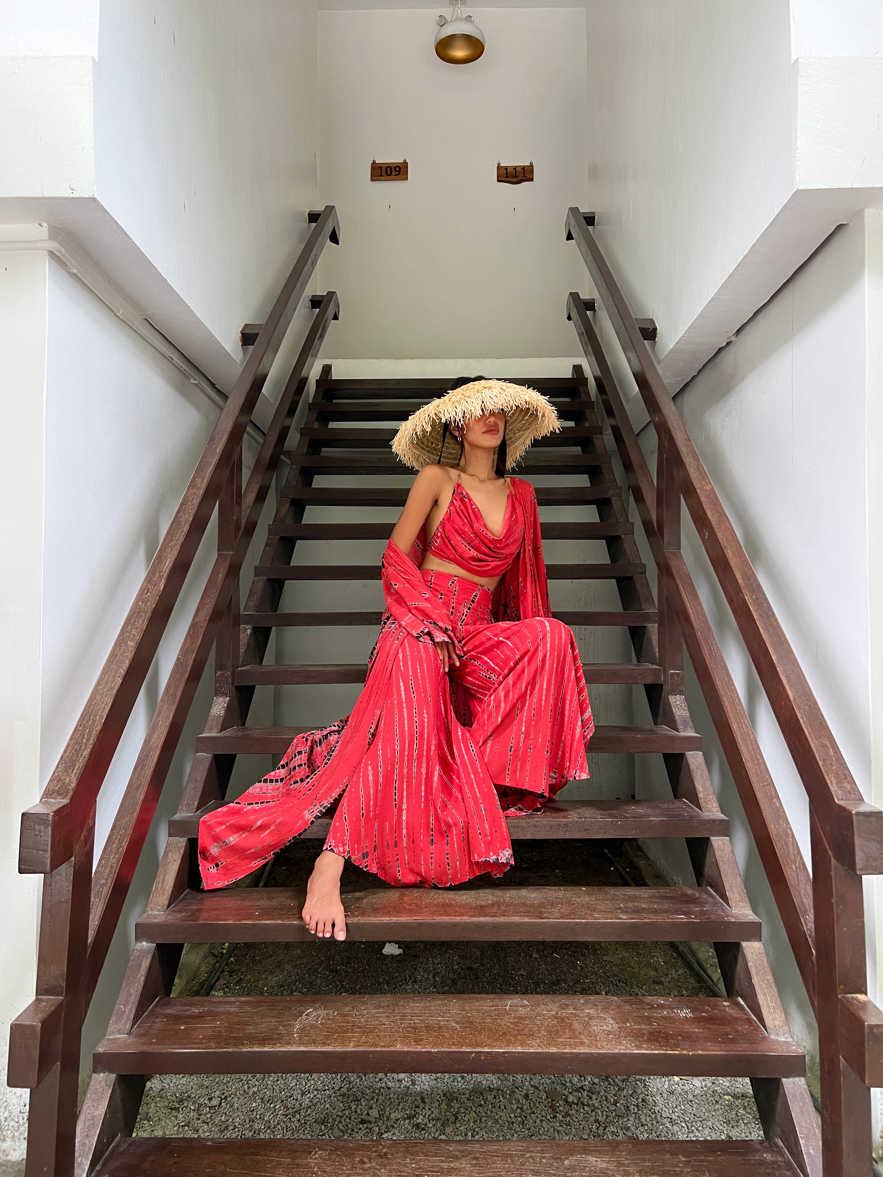 Shop red tie dye long kimono robe | boho oversized kimono robee| red beach coverup perfect for boho outfits, summer beach coverup - all sustainable and lovingly handmade by Coco de Chom