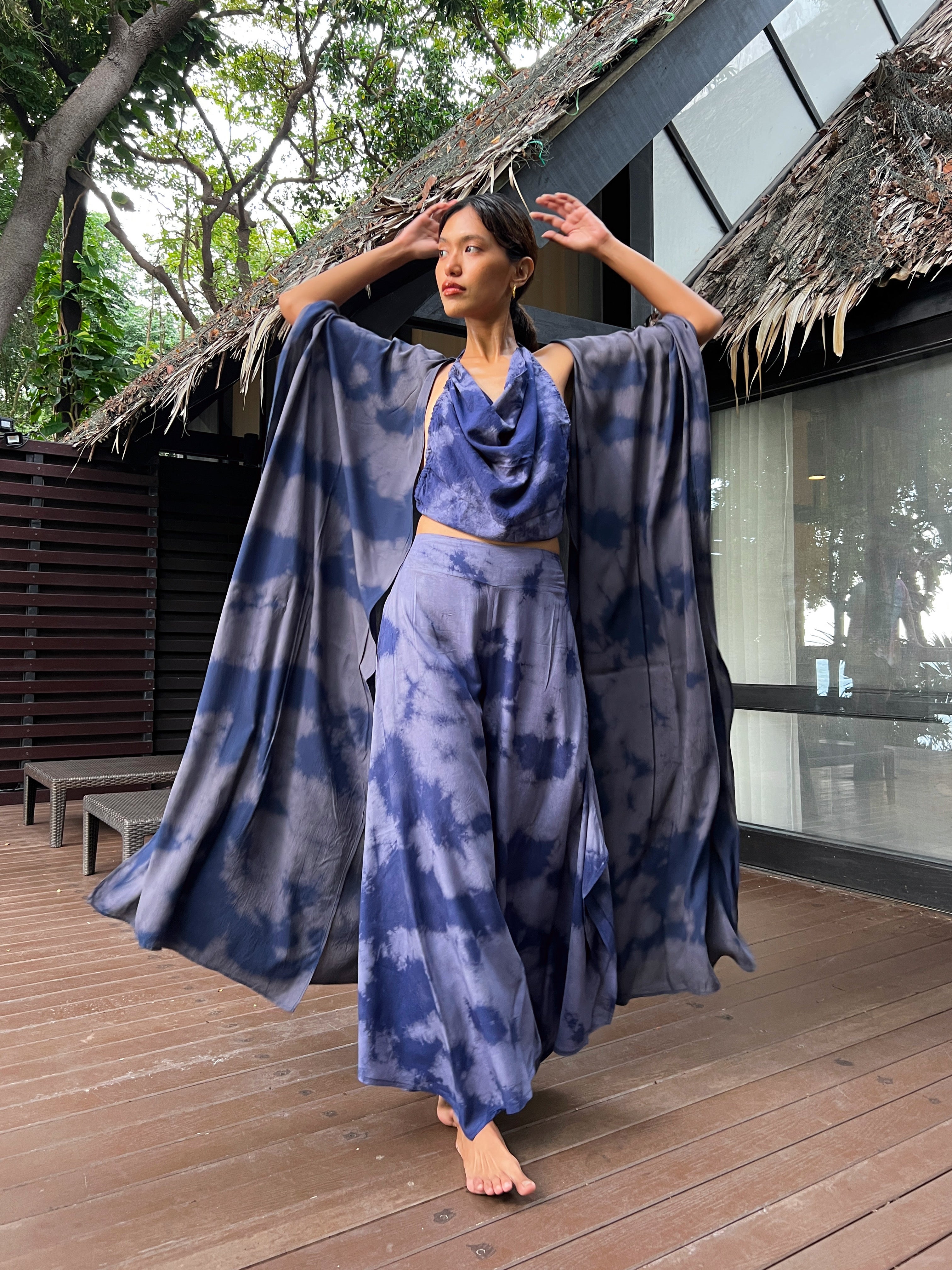 Maya Tie Dye Kaftan Kimono - Indigo