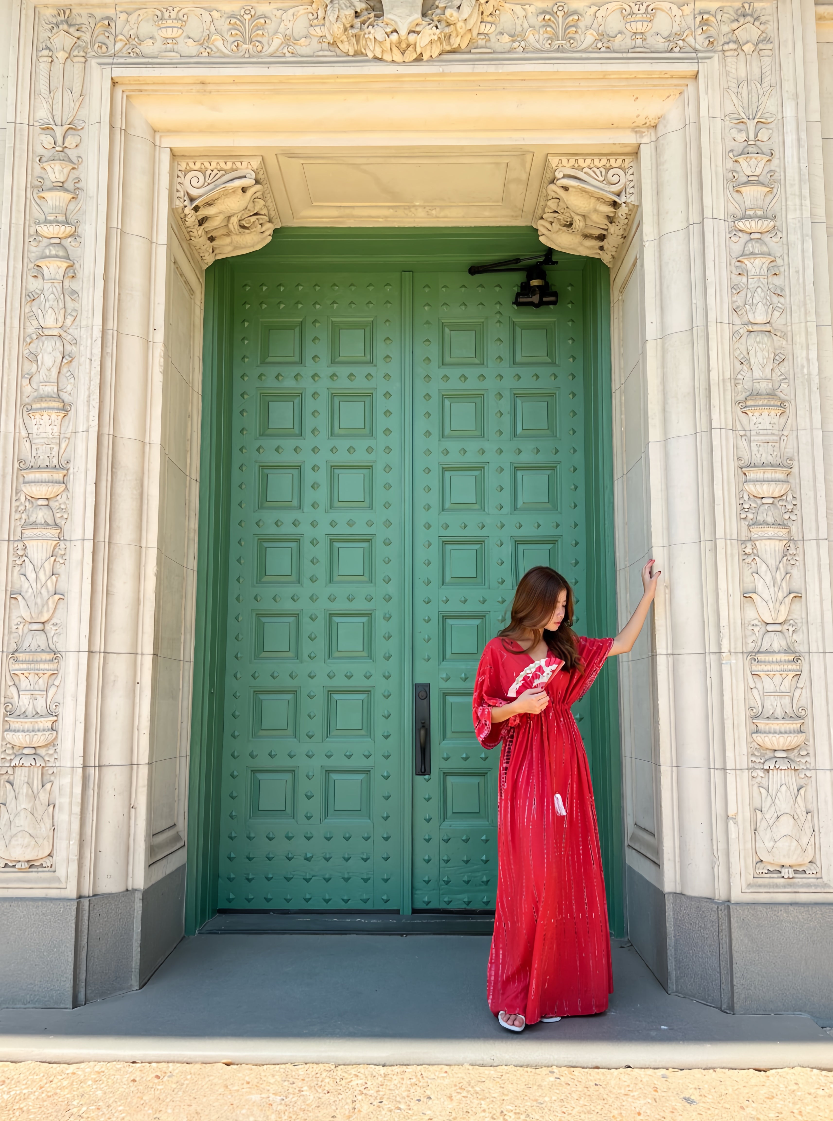 Goddess Tie Dye Kaftan Maxi Dress in Red Coral