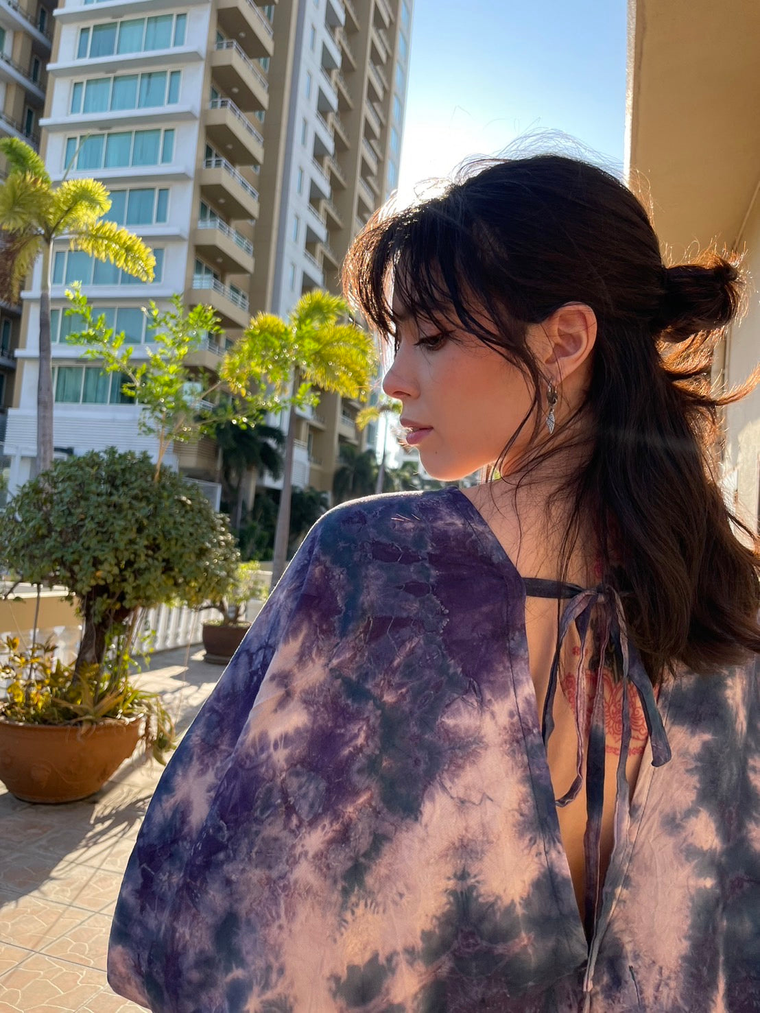 Shop Tie Dye Long Sleeve Kaftan Maxi Dress: Goddess Kaftan Boho Dress in indigo Tie dye- Turn up the resort-beach vibe and protect yourself from the sun with our Long-Sleeve Goddess Kaftan