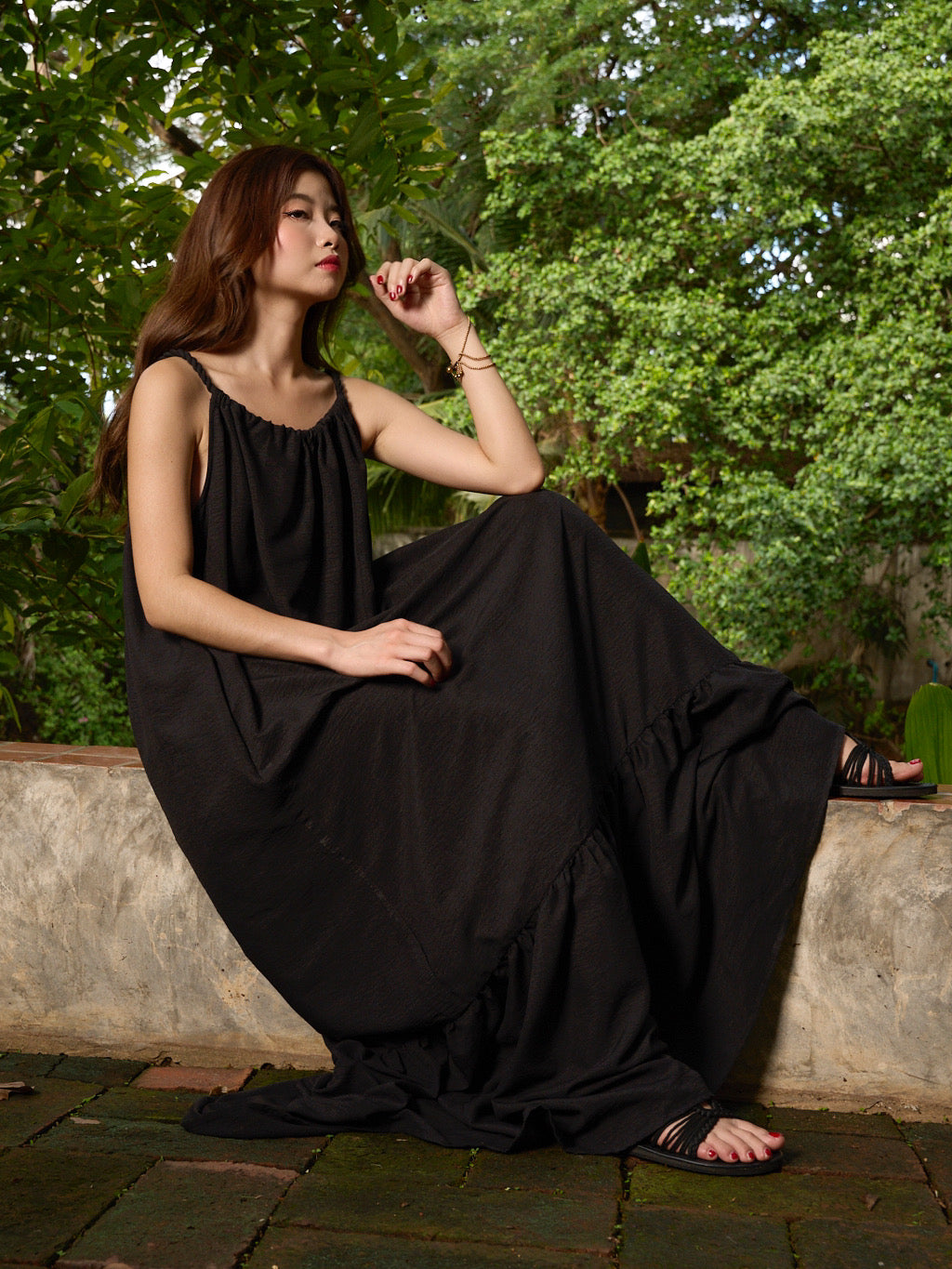 Full-length image of Olivia Open Back Maxi Dress — versatile summer and resort wear.