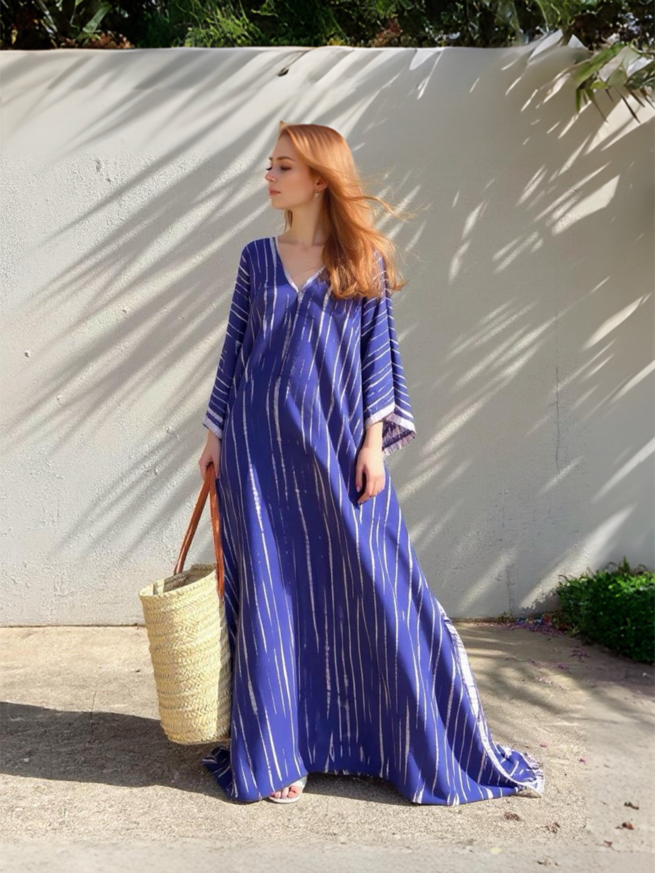 Maya Maxi Kaftan - Purple Blue