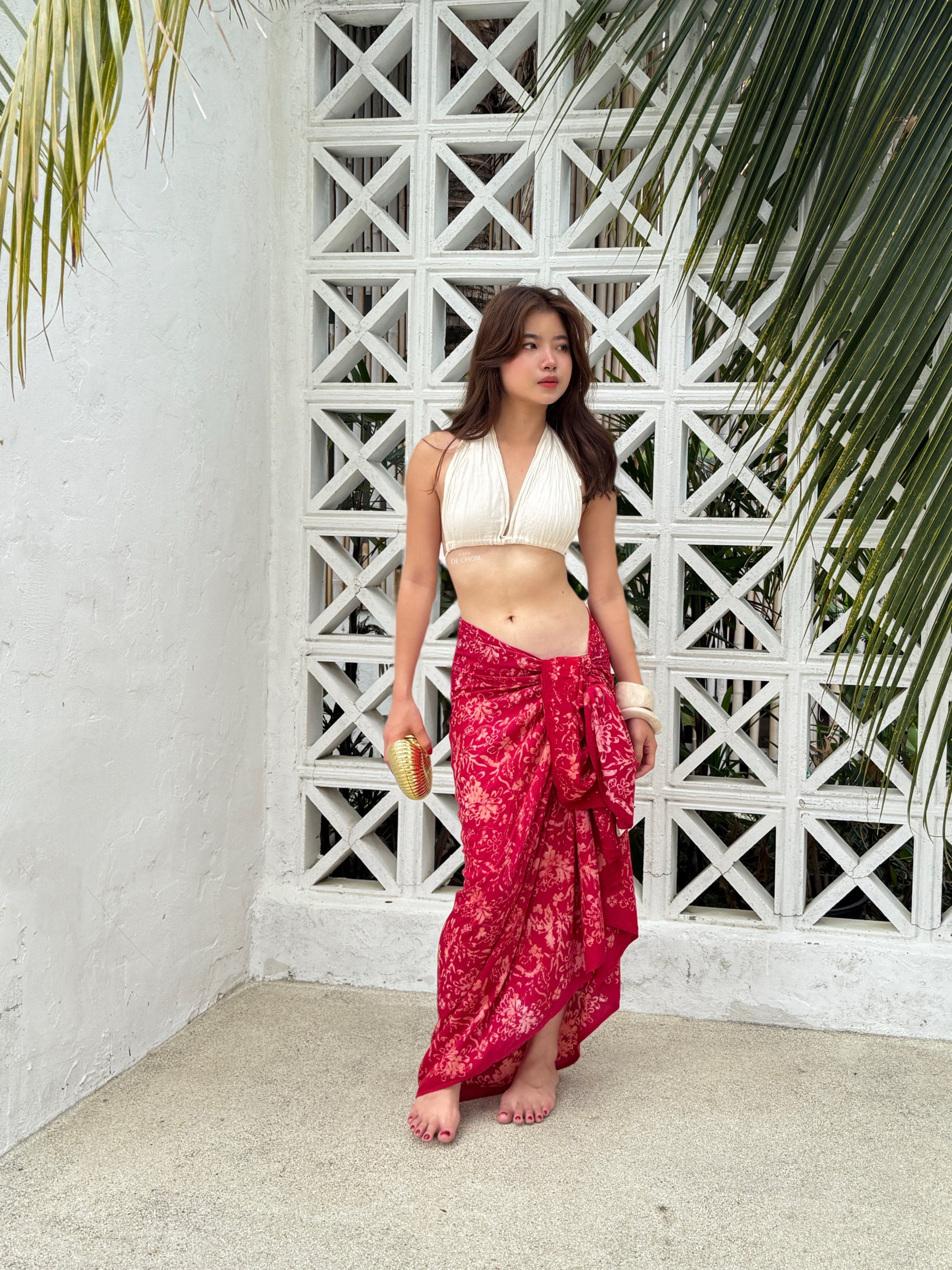 Tropical Cotton Batik Sarong - Ruby