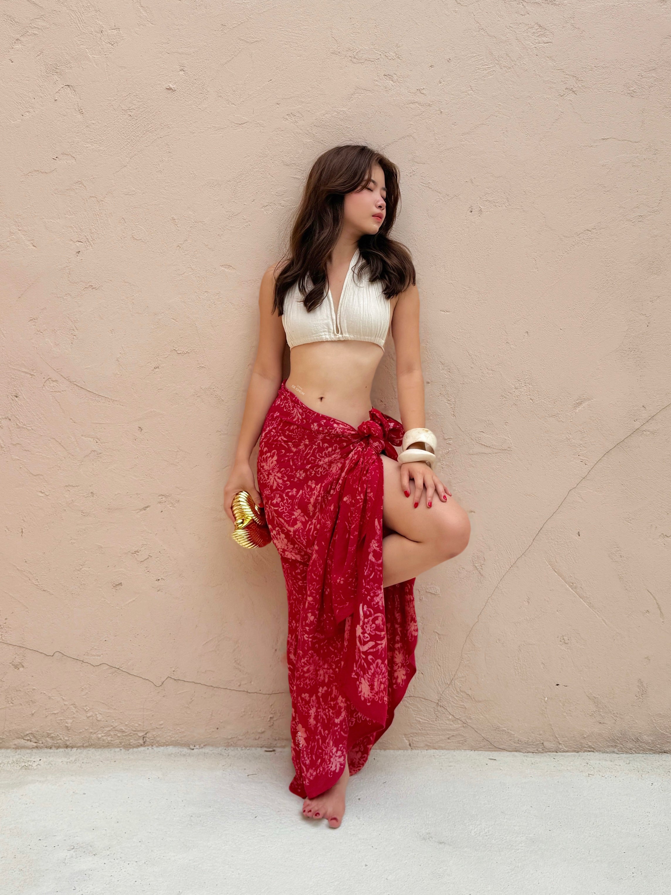 Tropical Cotton Batik Sarong - Ruby
