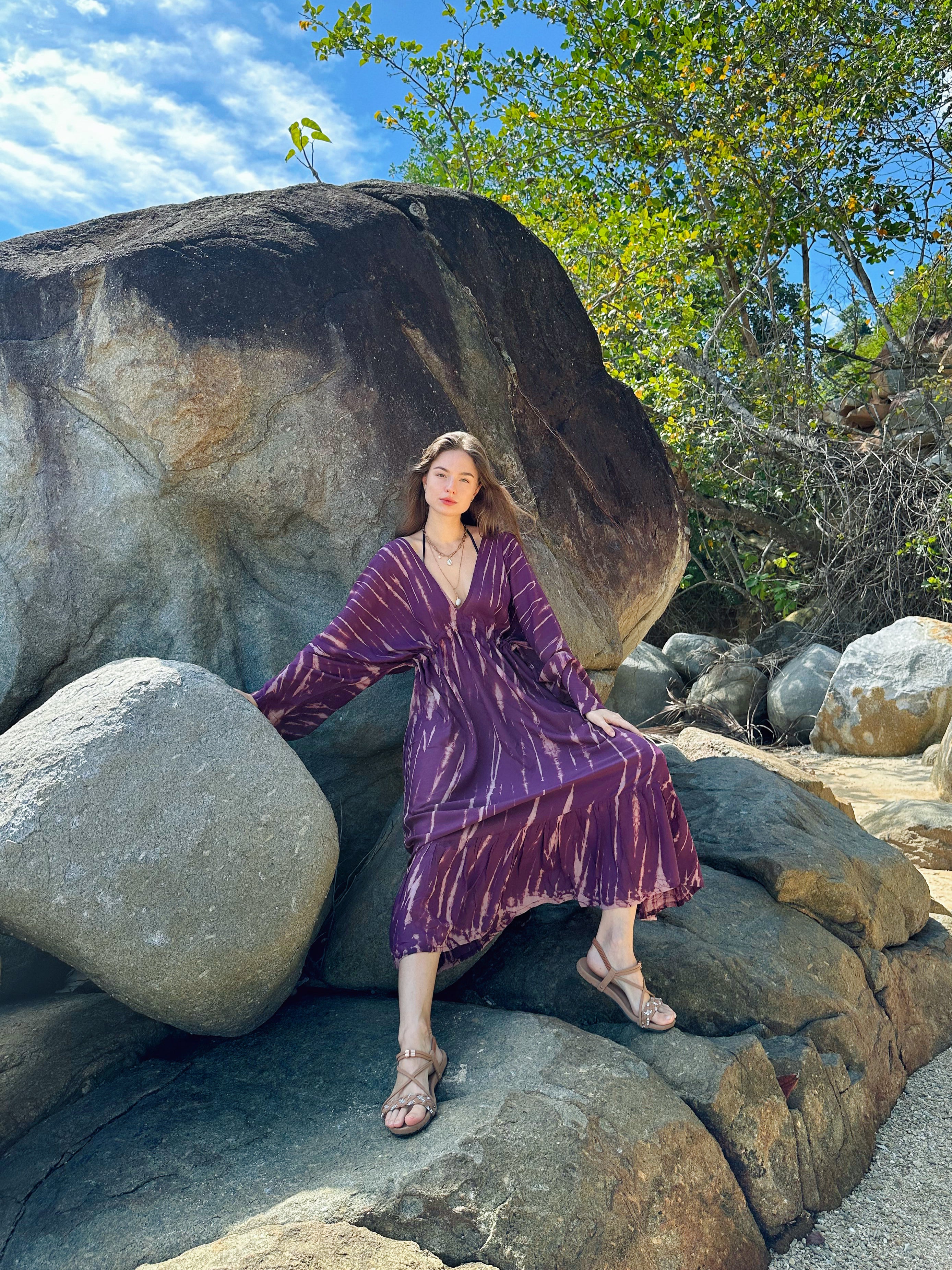 Vera Goddess Maxi Dress - Purple