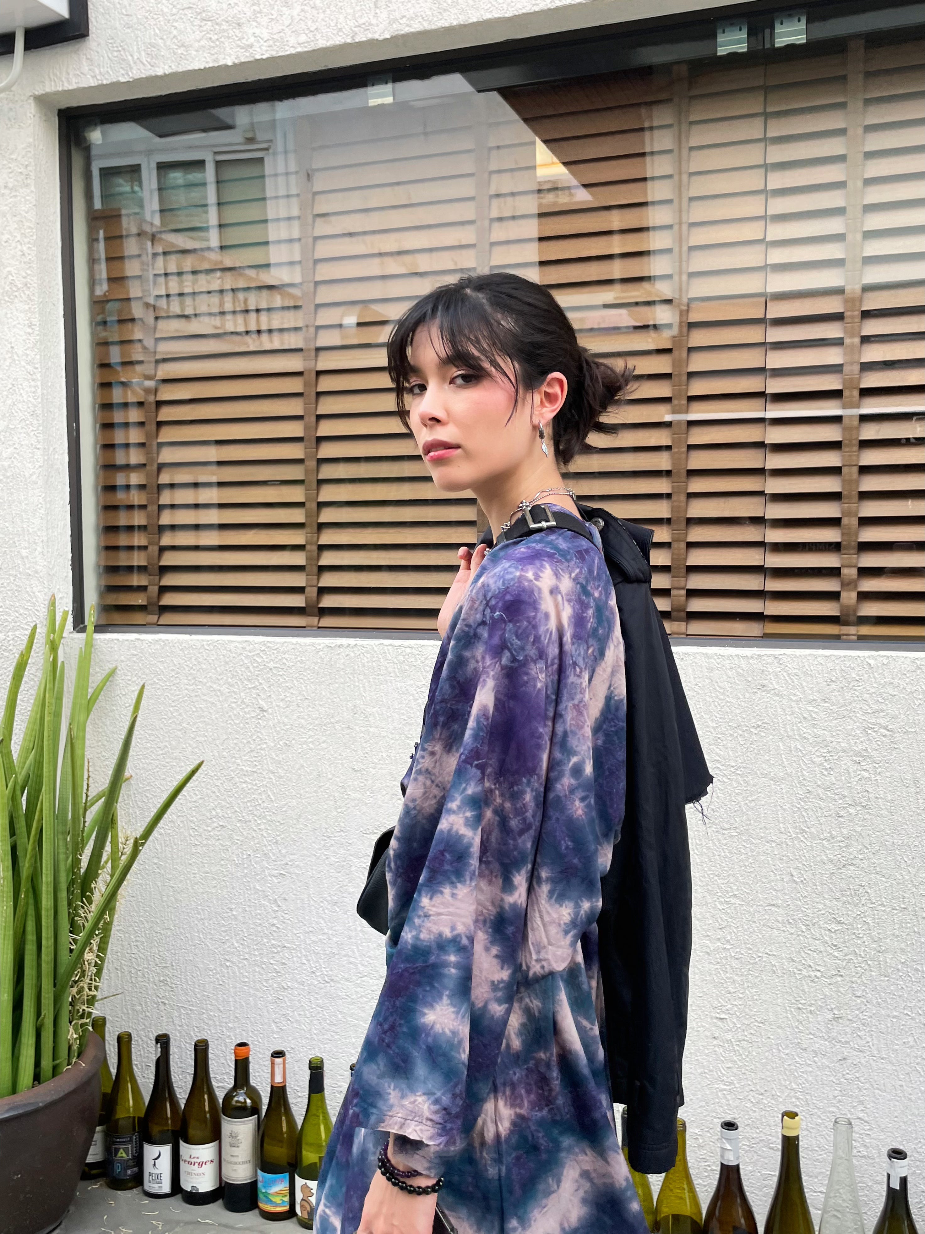 Shop Tie Dye Long Sleeve Kaftan Maxi Dress: Goddess Kaftan Boho Dress in indigo Tie dye- Turn up the resort-beach vibe and protect yourself from the sun with our Long-Sleeve Goddess Kaftan