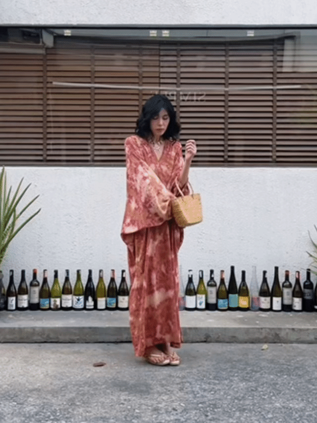 Bella Long Sleeves Kaftan Dress - Rust