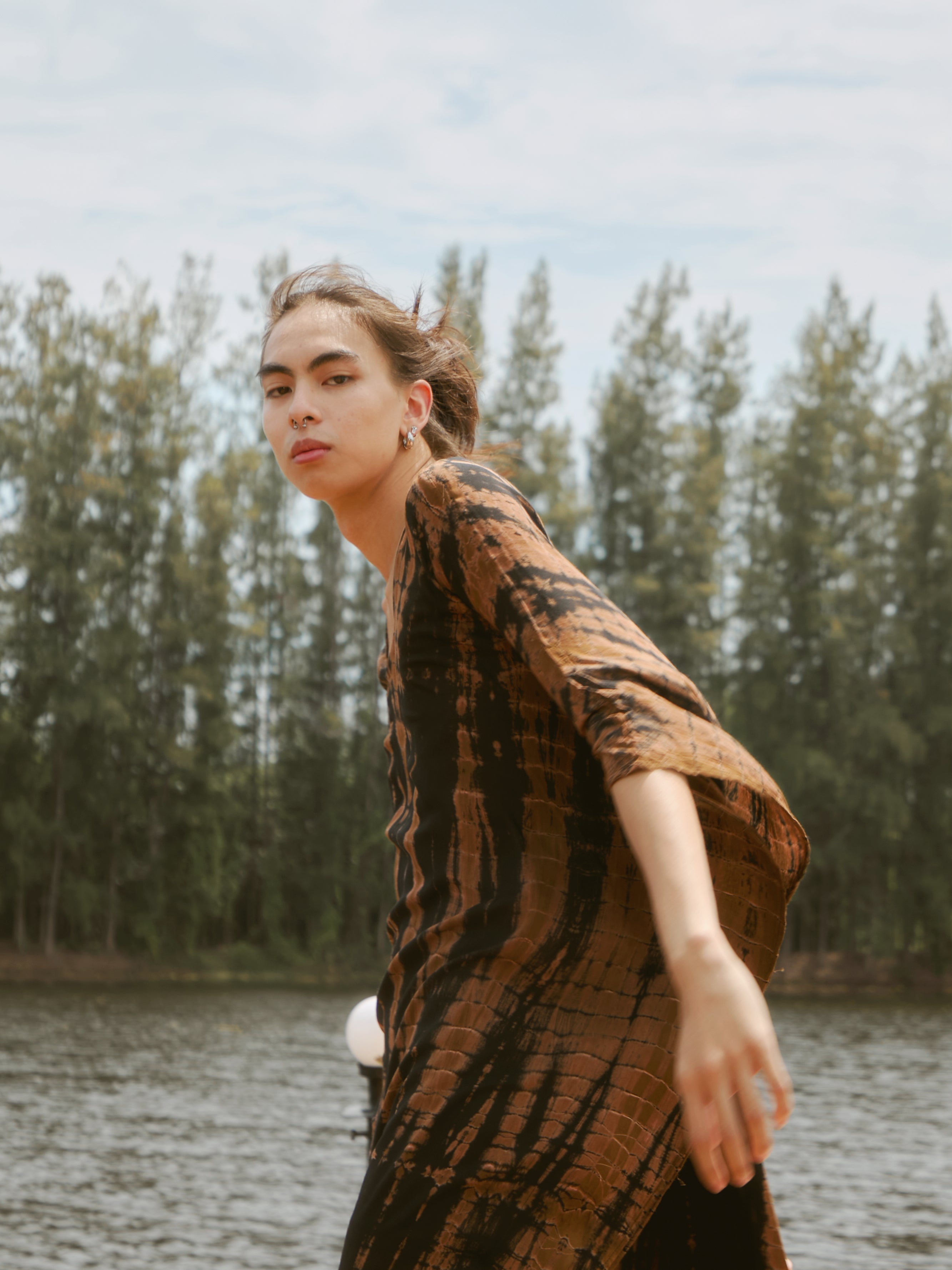Zen Tie dye Kaftan - Black/Coffee