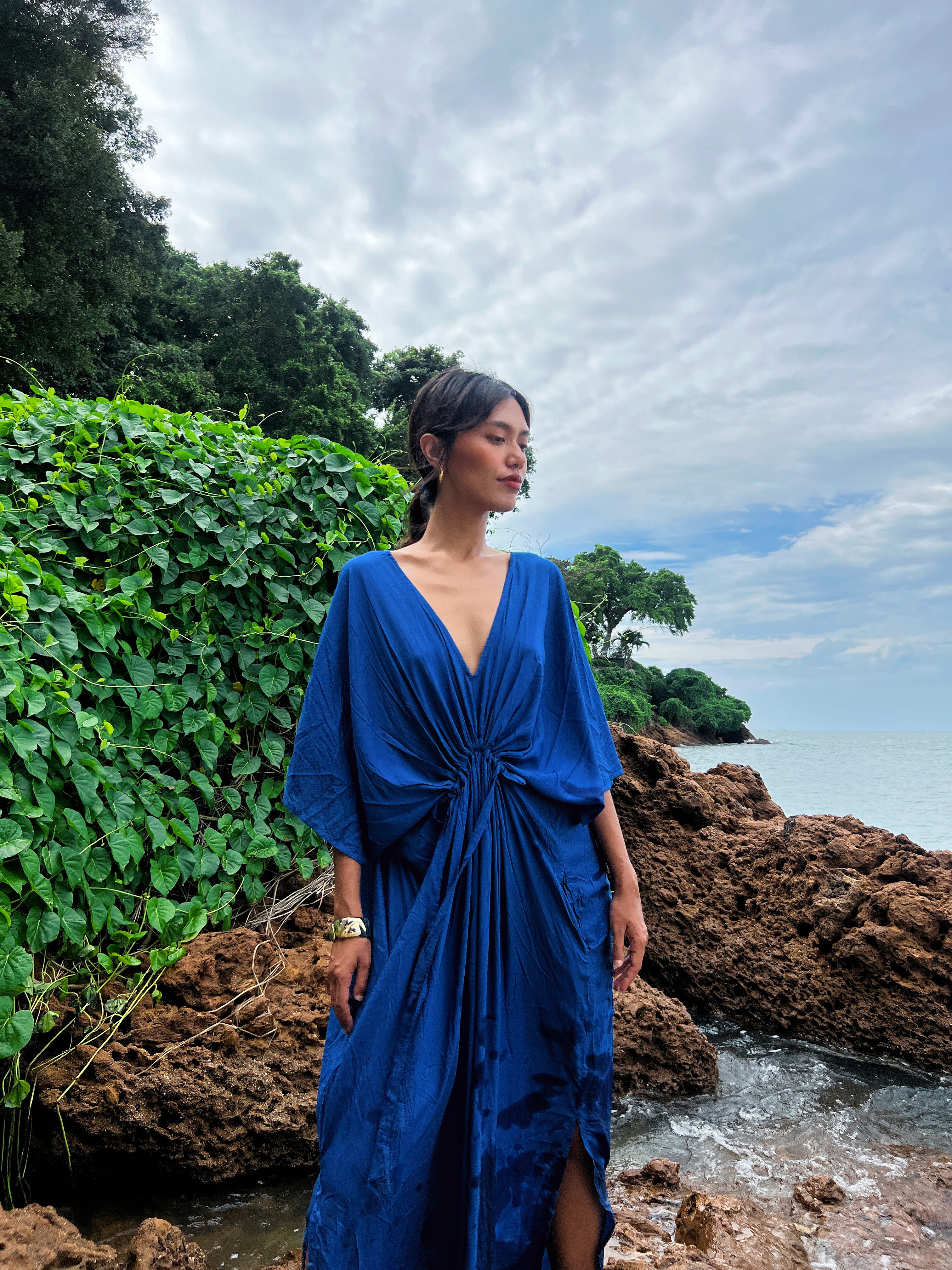 Discover the beauty of our Kaftan in Royal Blue, a versatile caftan designed for your next escape. Whether worn as a kaftan maxi dress, beach cover-up, or wrap kimono, it effortlessly adds vacation vibes to any outfit.