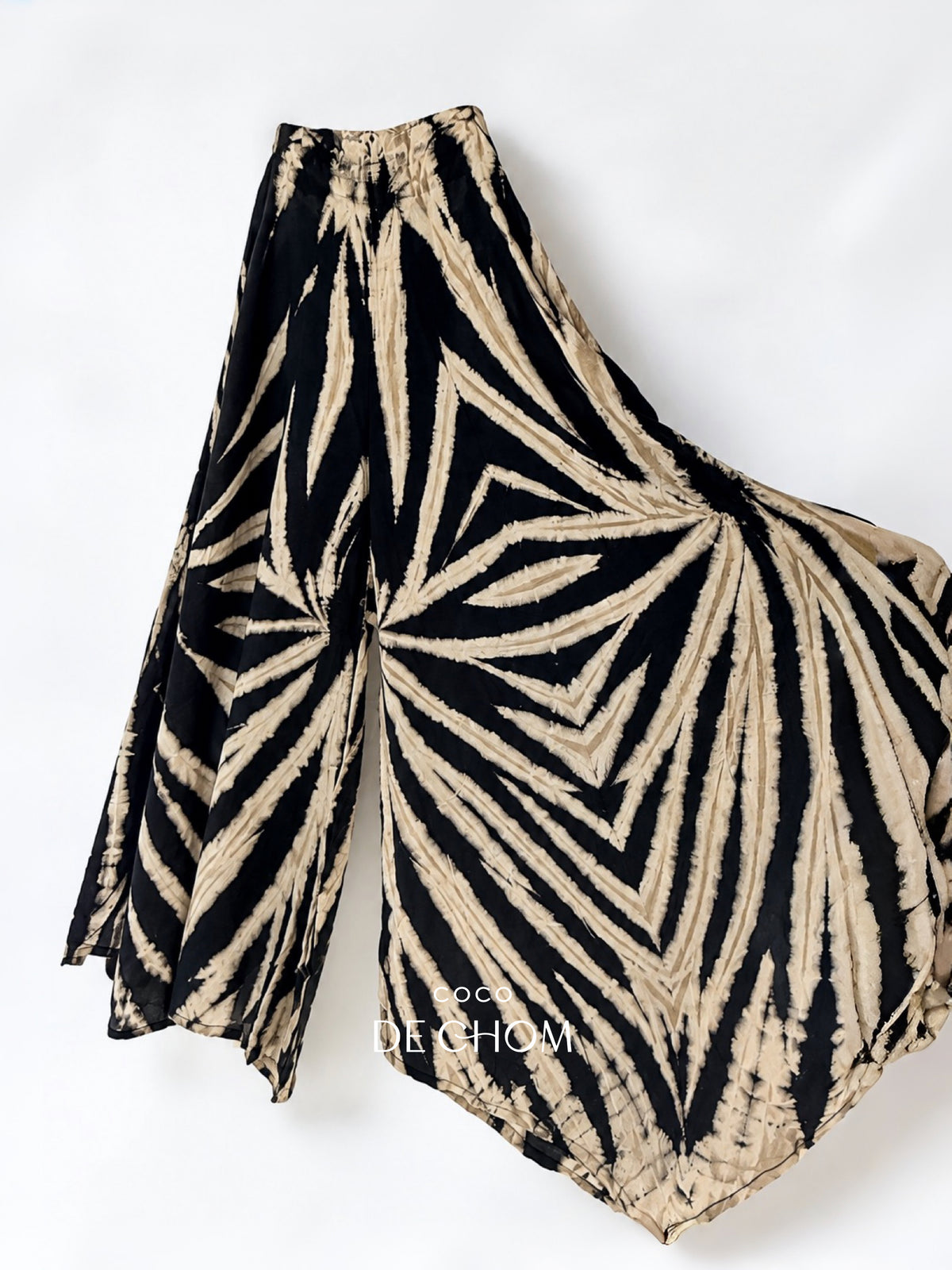 Boho tie dye pants in seashell pattern by Coco de Chom