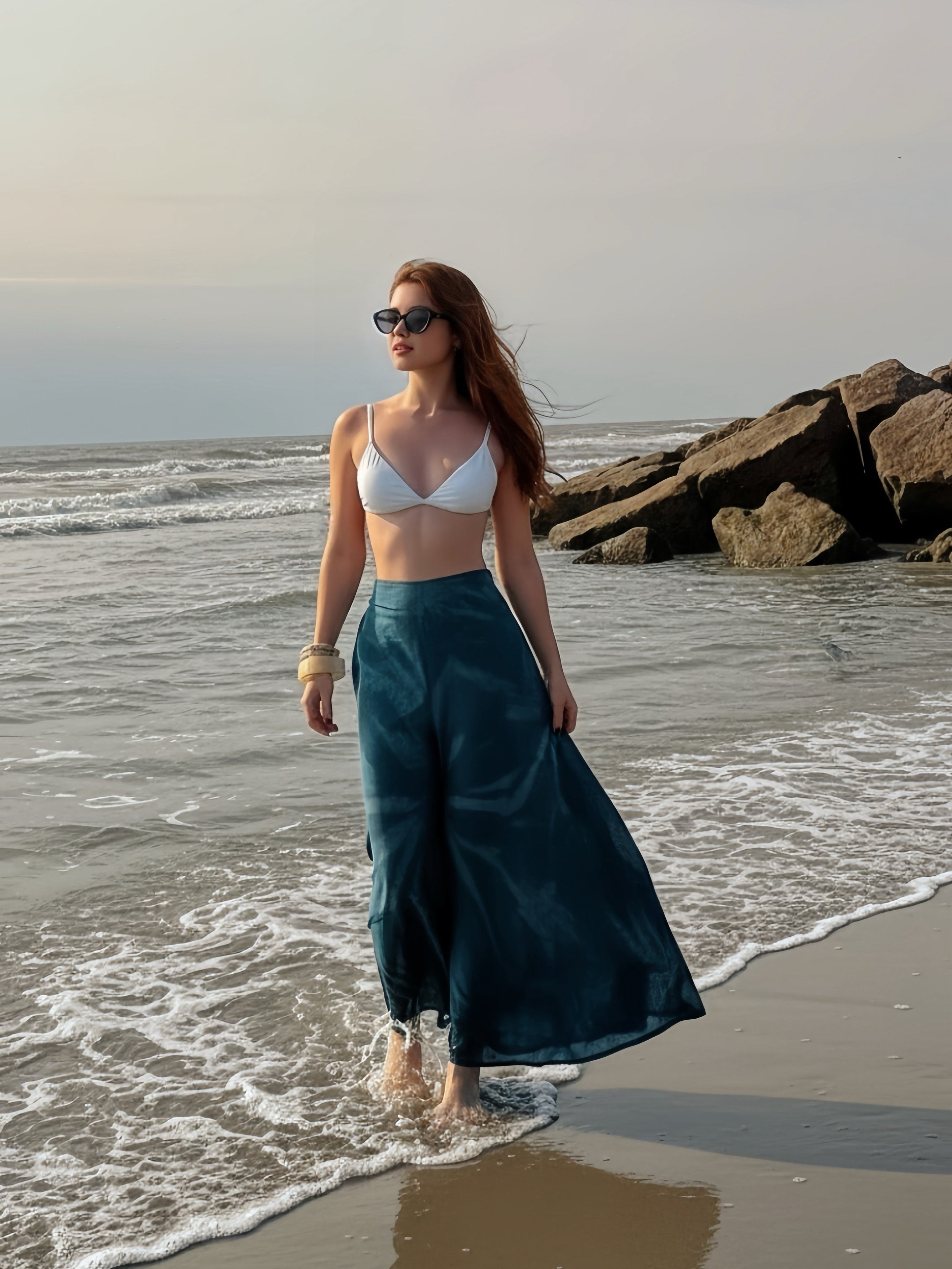 Maya Teal Seashell Tie Dye Pants