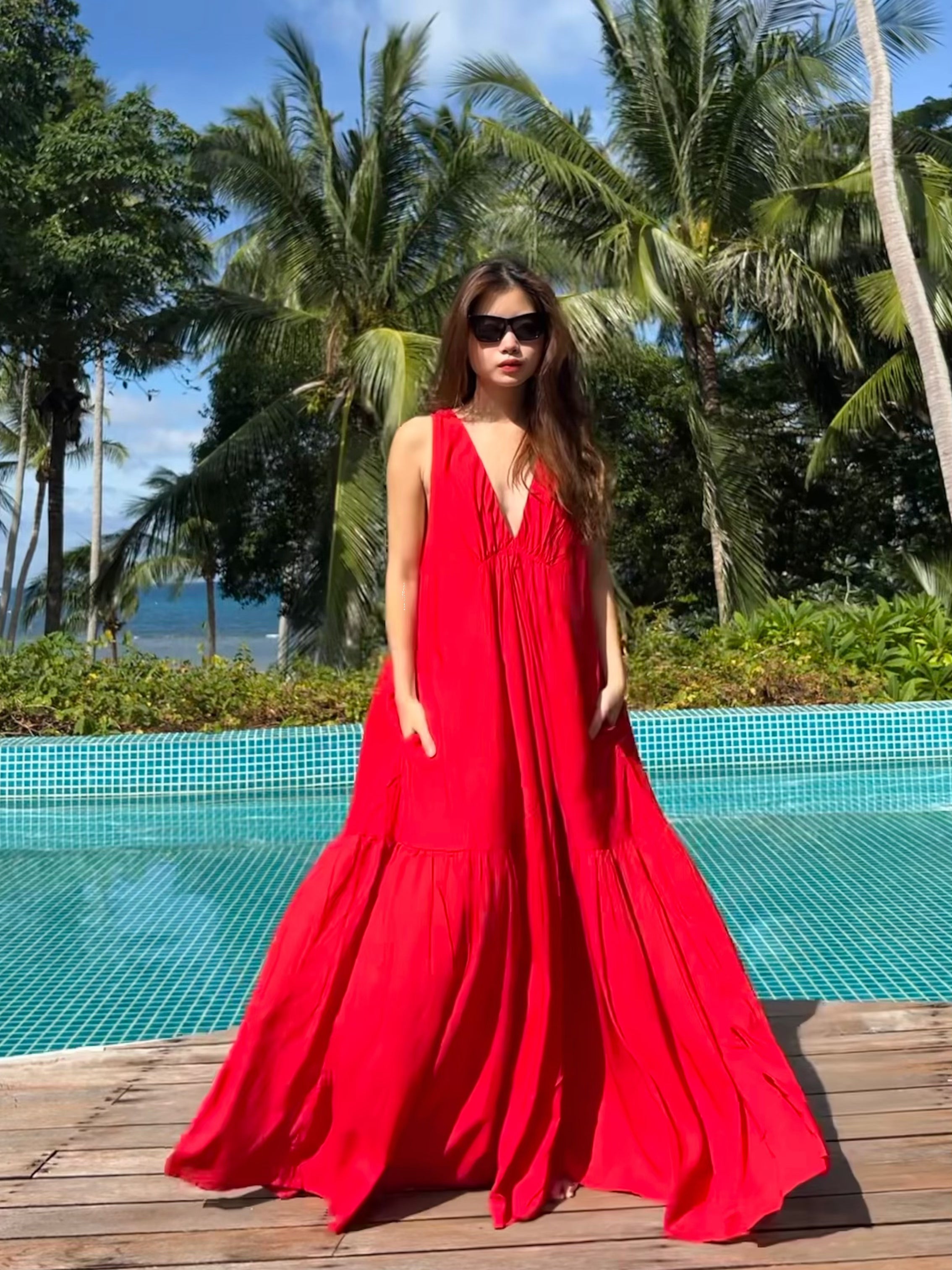 Austin Convertible Maxi Dress - Red
